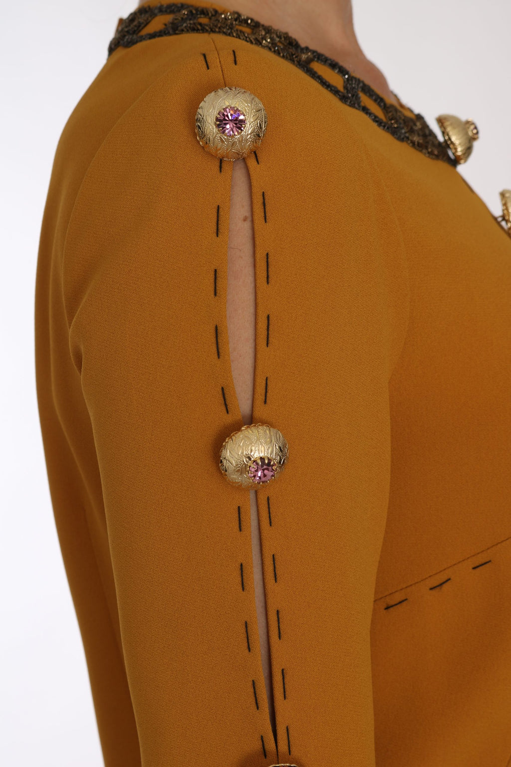 Dolce & Gabbana Brown Crystal-Embellished Mini Dress