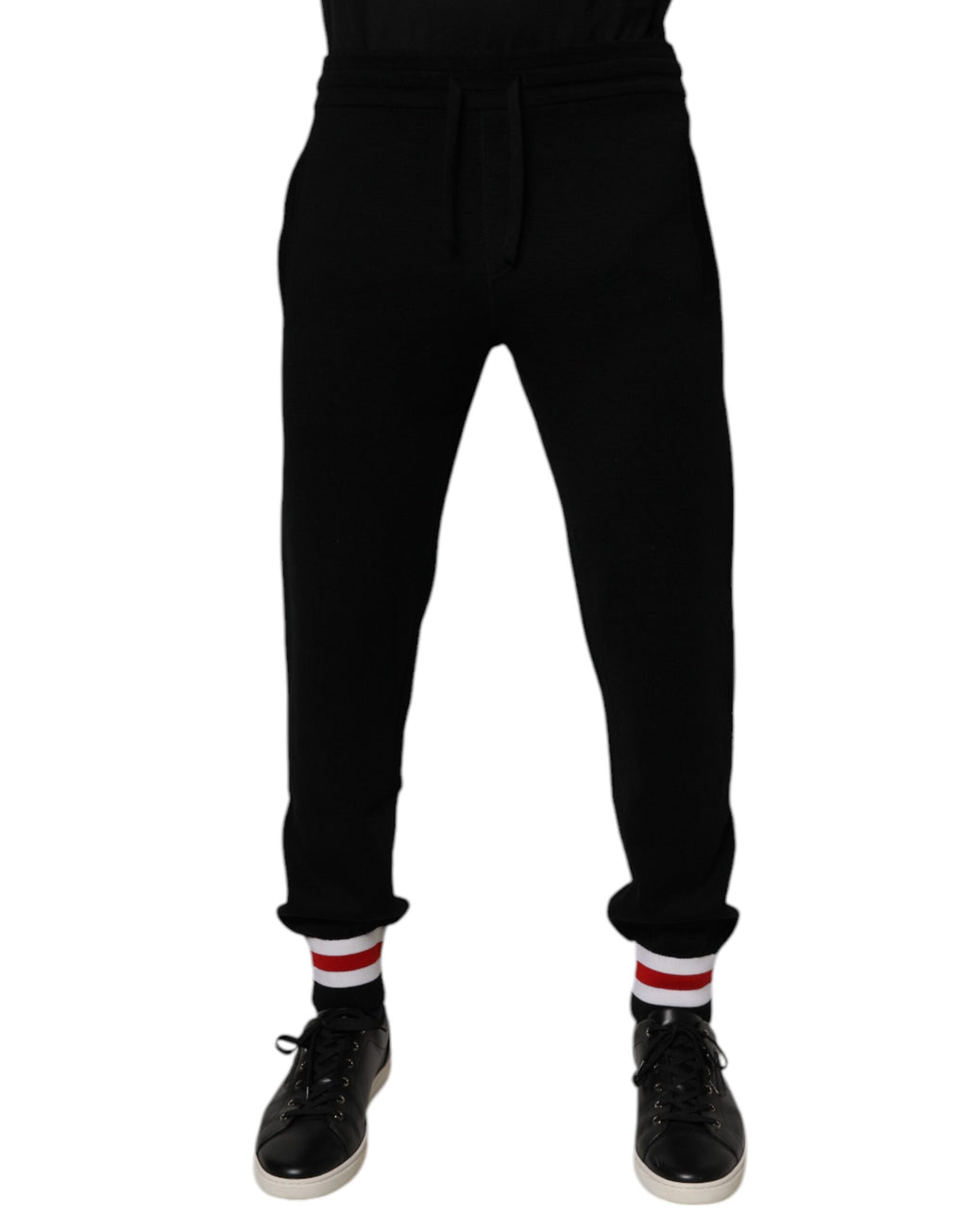 Dolce & Gabbana Black Mid-Rise Wool Joggers