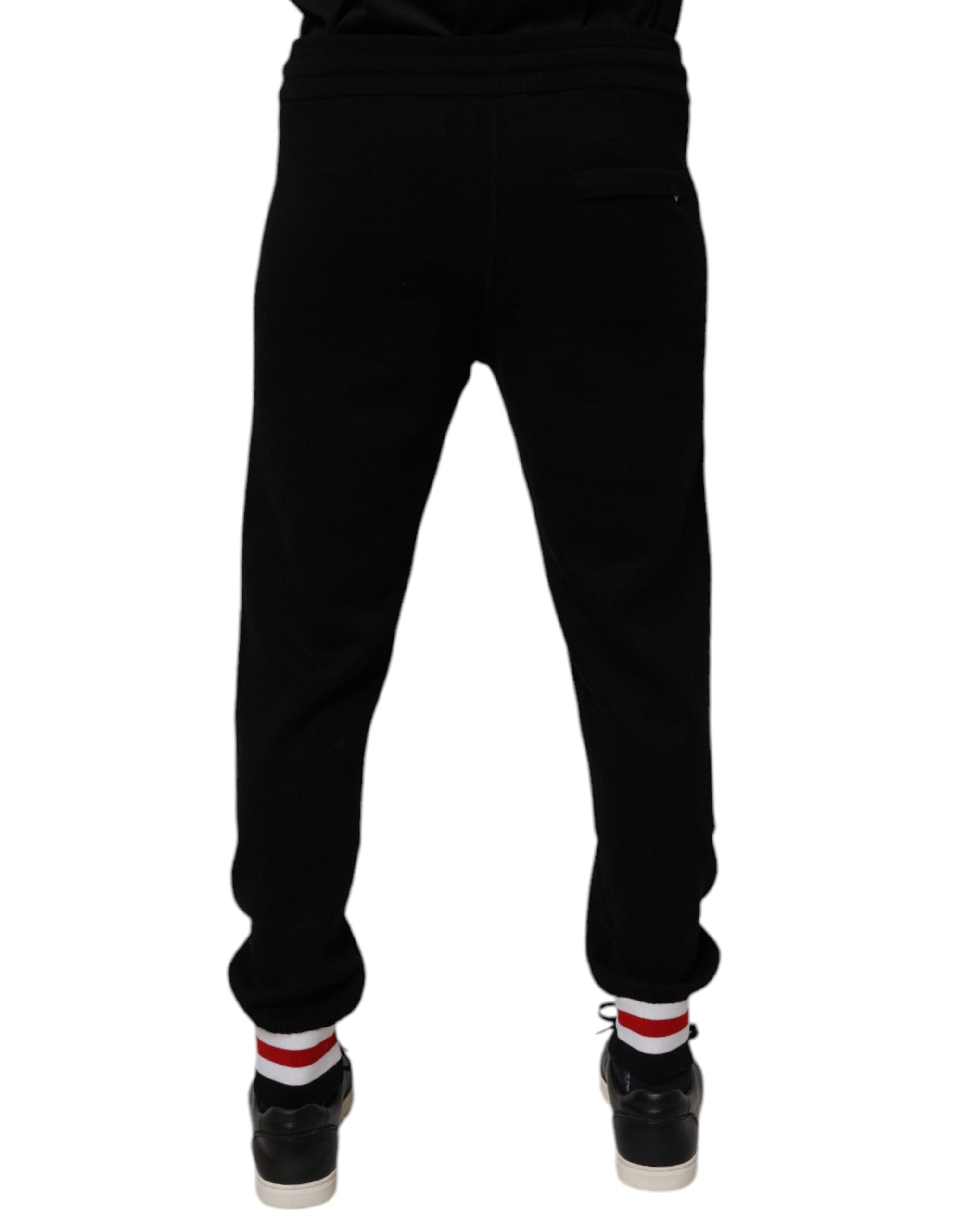 Dolce & Gabbana Black Mid-Rise Wool Joggers