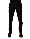 Dolce & Gabbana Schwarze zerfledderte Baumwoll-Skinny Denim-Jeans für Männer