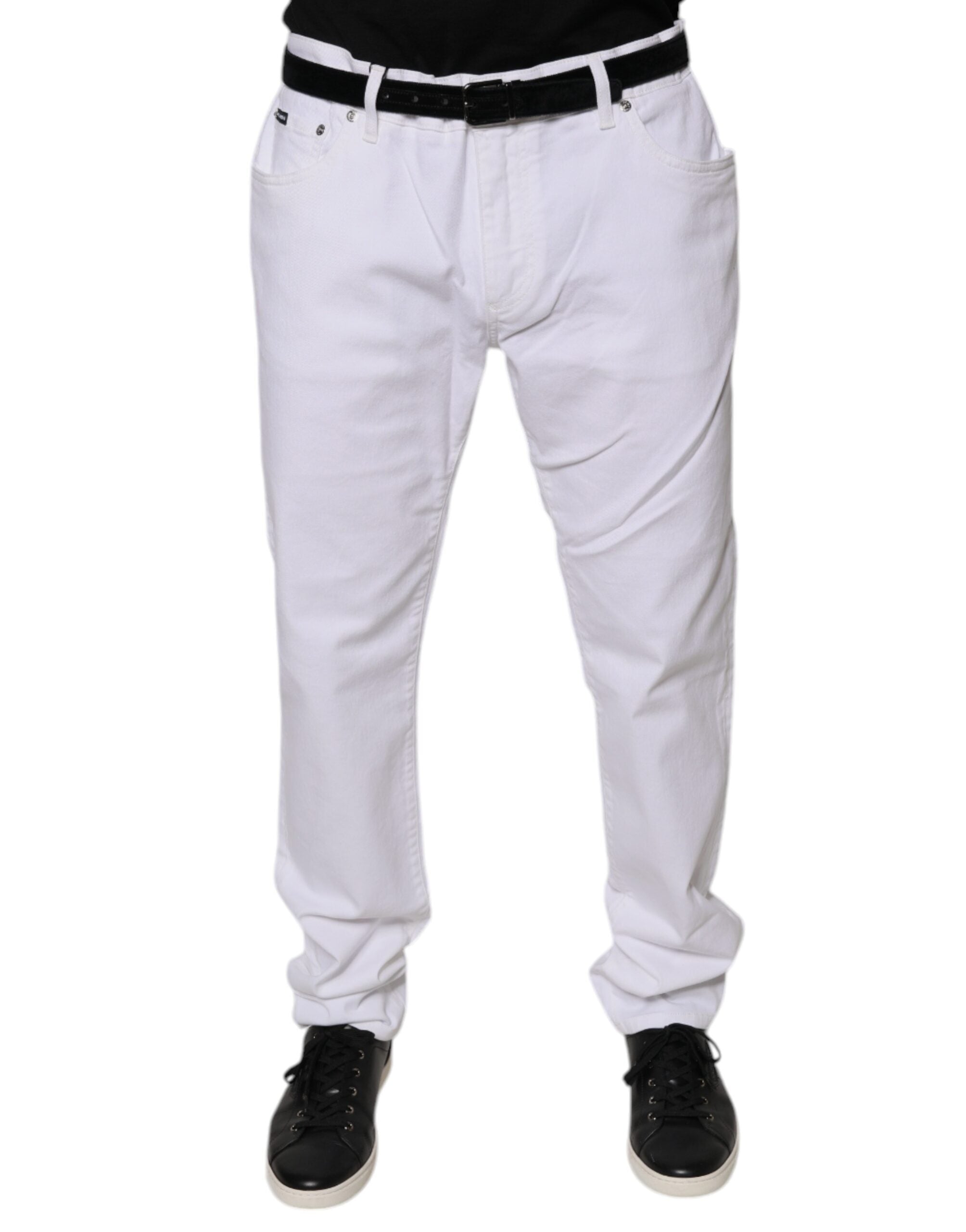 Dolce & Gabbana Weiße Baumwoll-Stretch-Skinny-Denim-Jeans für Männer