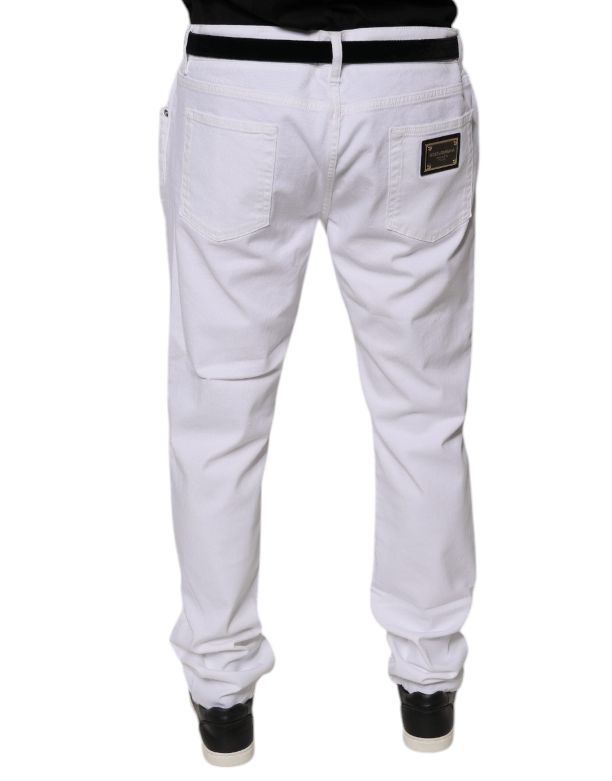 Dolce & Gabbana Weiße Baumwoll-Stretch-Skinny-Denim-Jeans für Männer