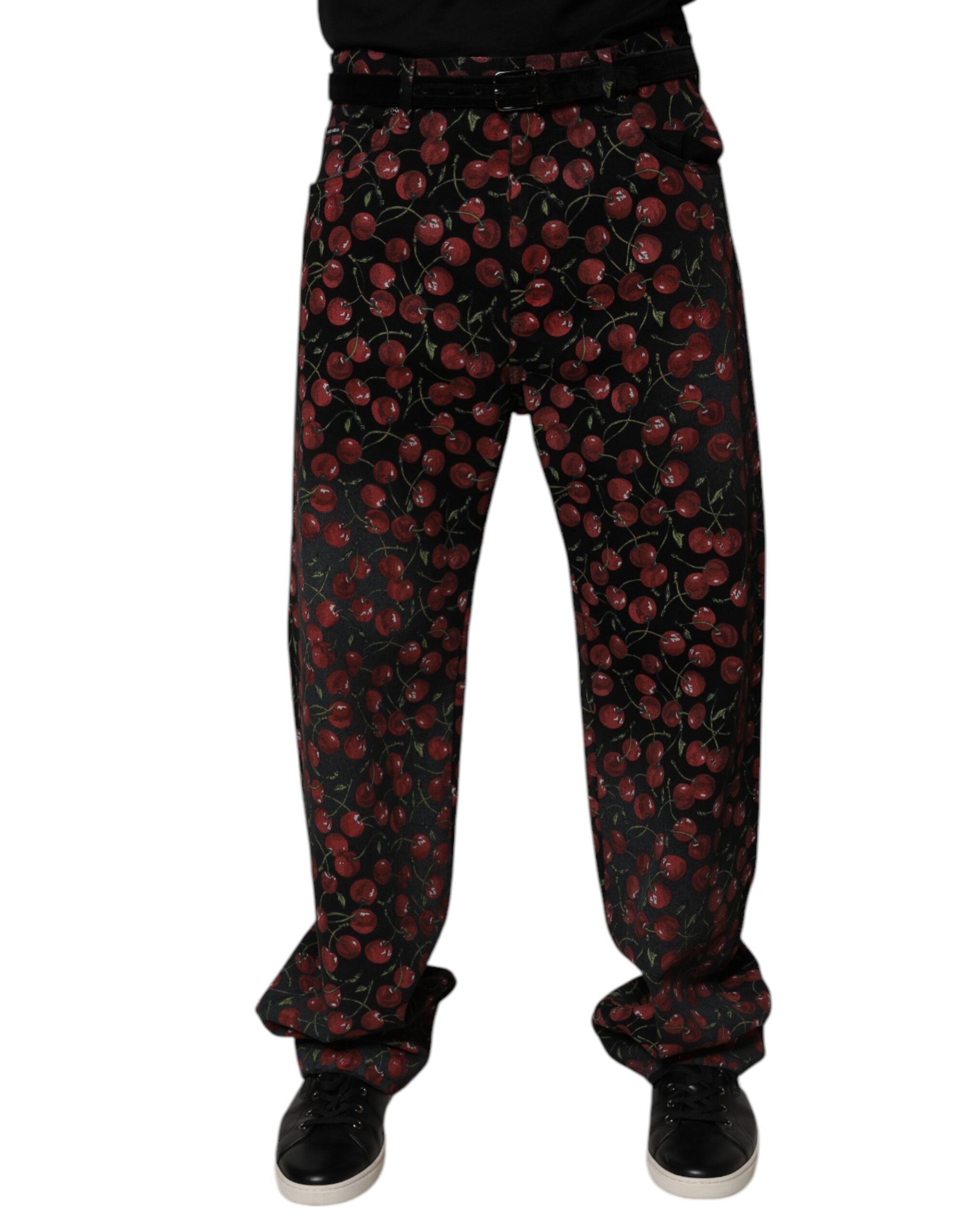 Dolce & Gabbana Schwarze Kirsche Baumwolle Gerade Männer Denim Jeans