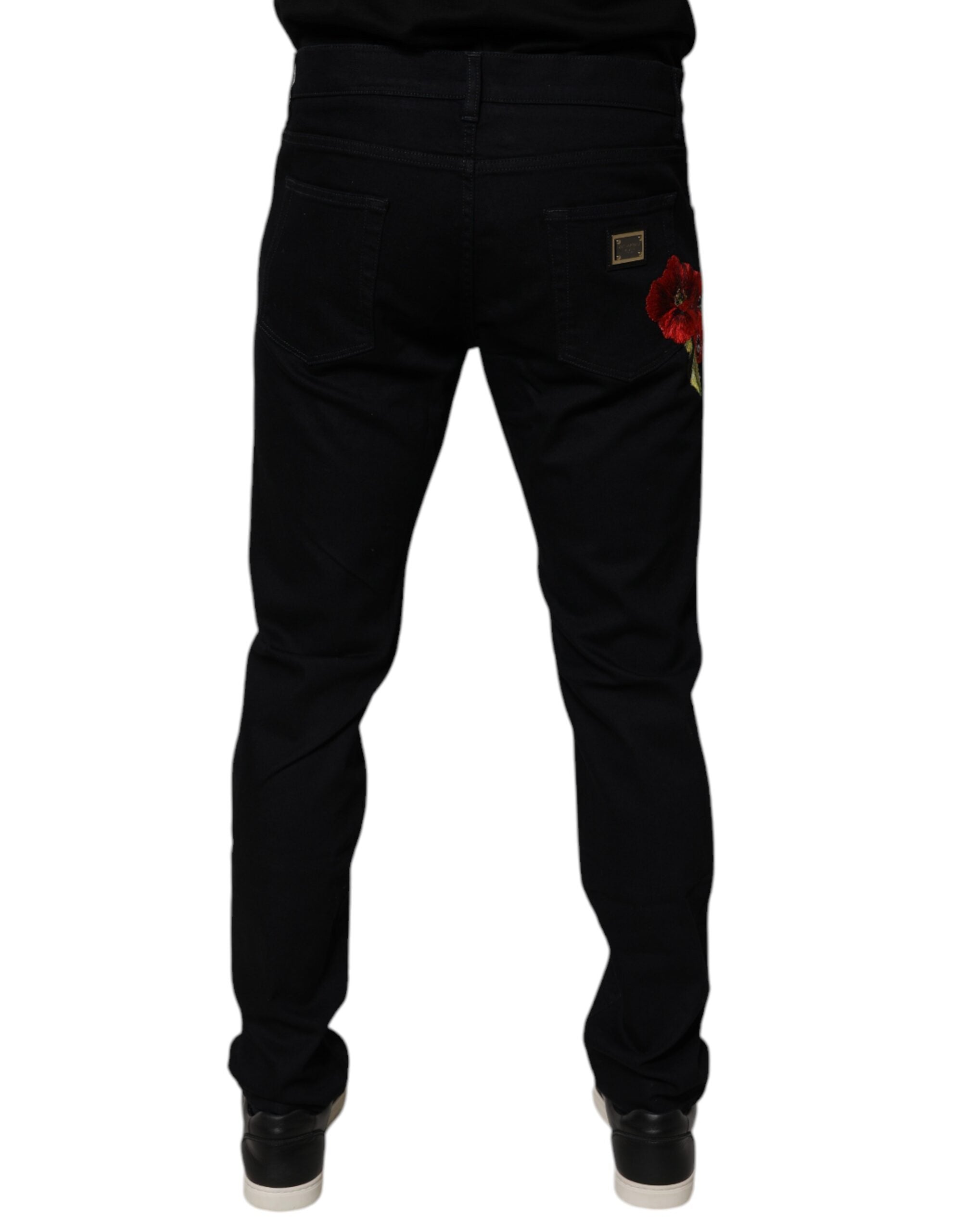 Dolce & Gabbana Black Cotton Stretch Slim Fit Men's Denim Jeans