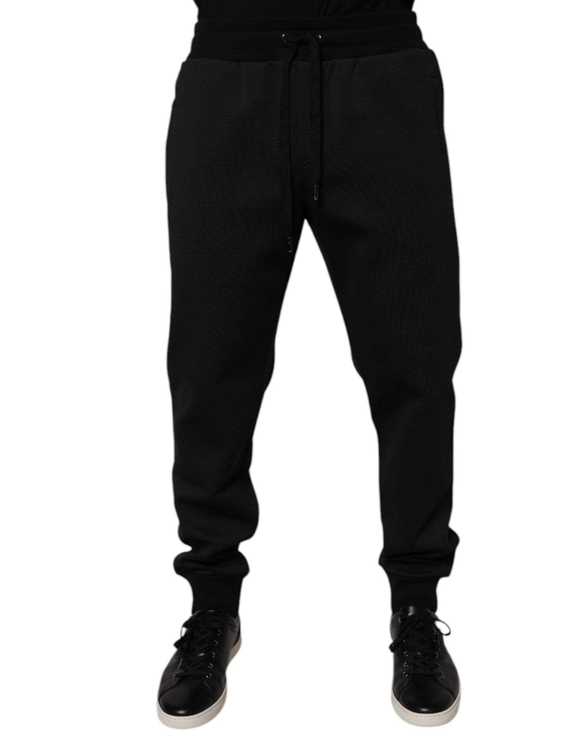 Dolce & Gabbana Black Polyester Men's Jogger Sweatpants Trousers