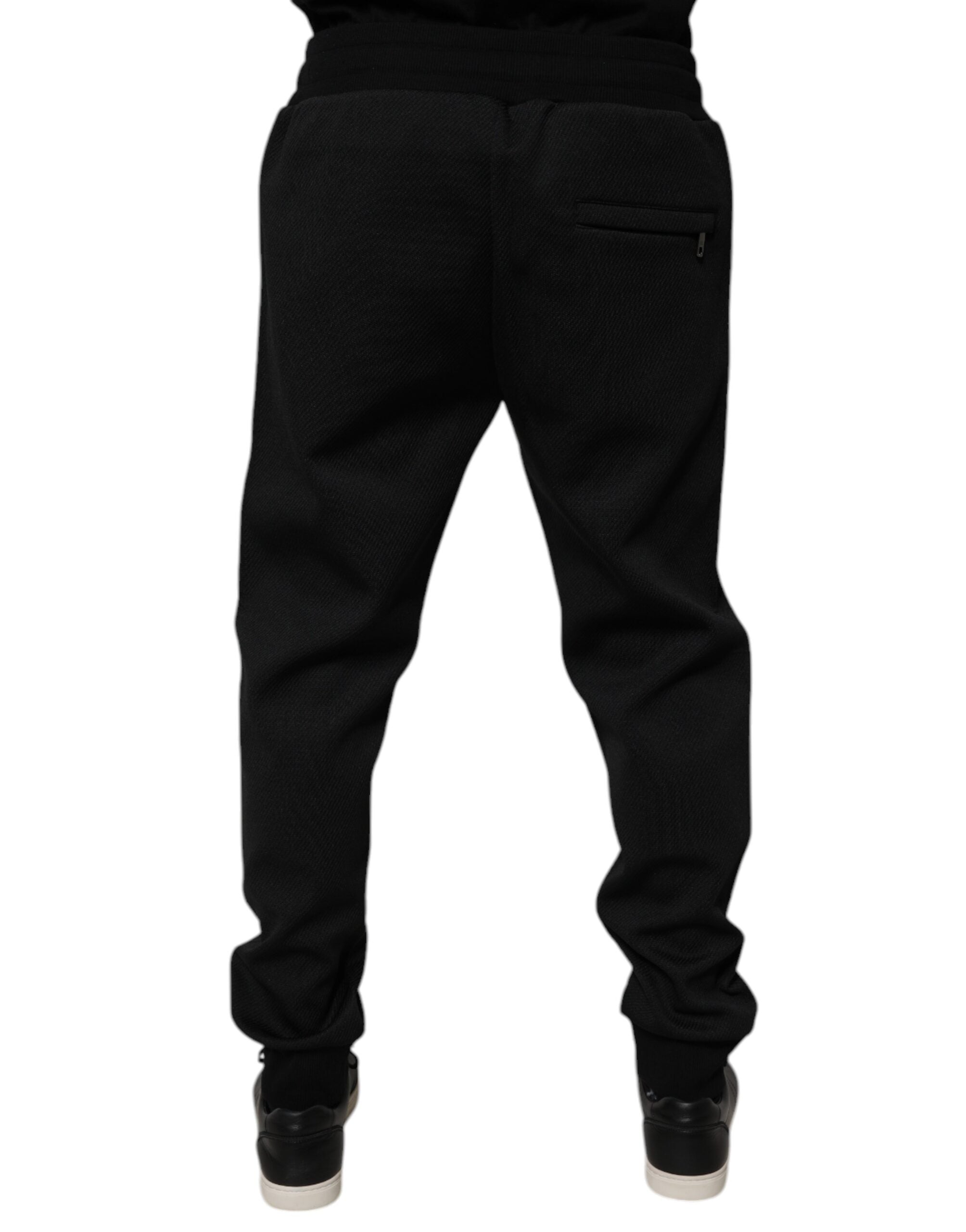 Dolce & Gabbana Black Polyester Men's Jogger Sweatpants Trousers