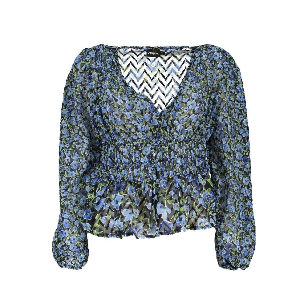 Desigual Blaues Polyester-Musterhemd