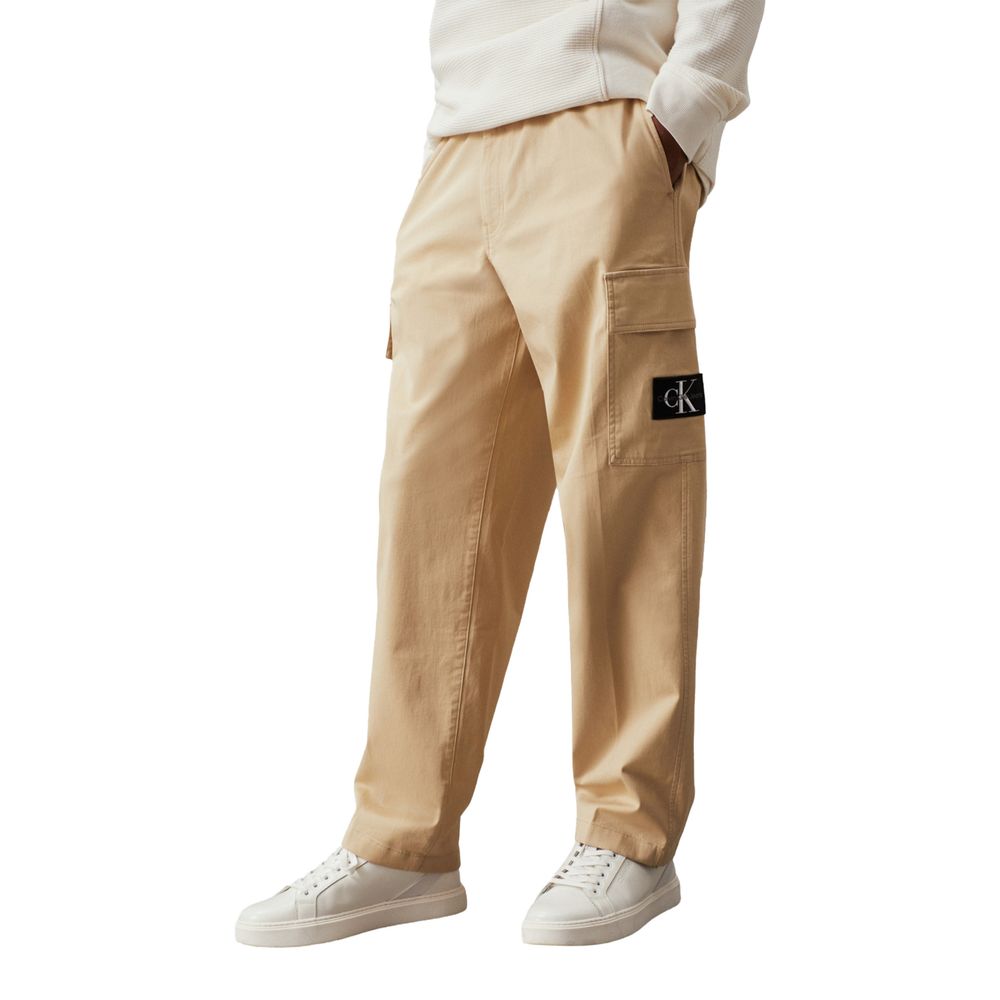 Calvin Klein Beigefarbene Baumwoll-Cargo-Hose