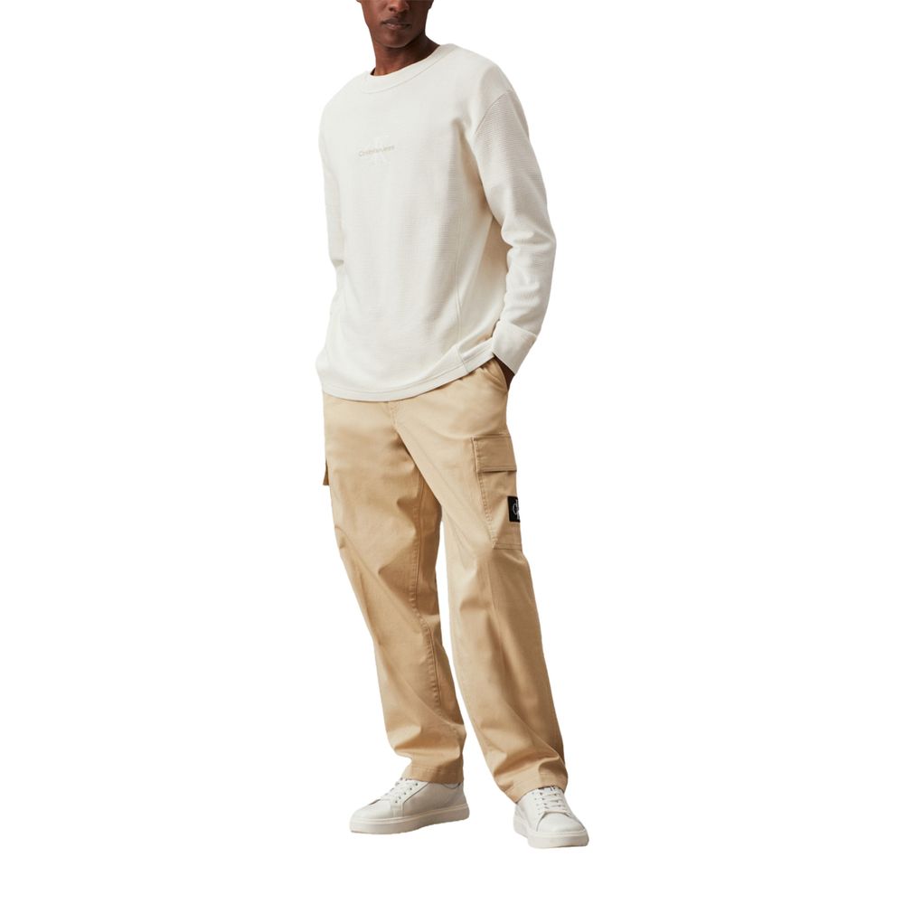 Calvin Klein Beigefarbene Baumwoll-Cargo-Hose