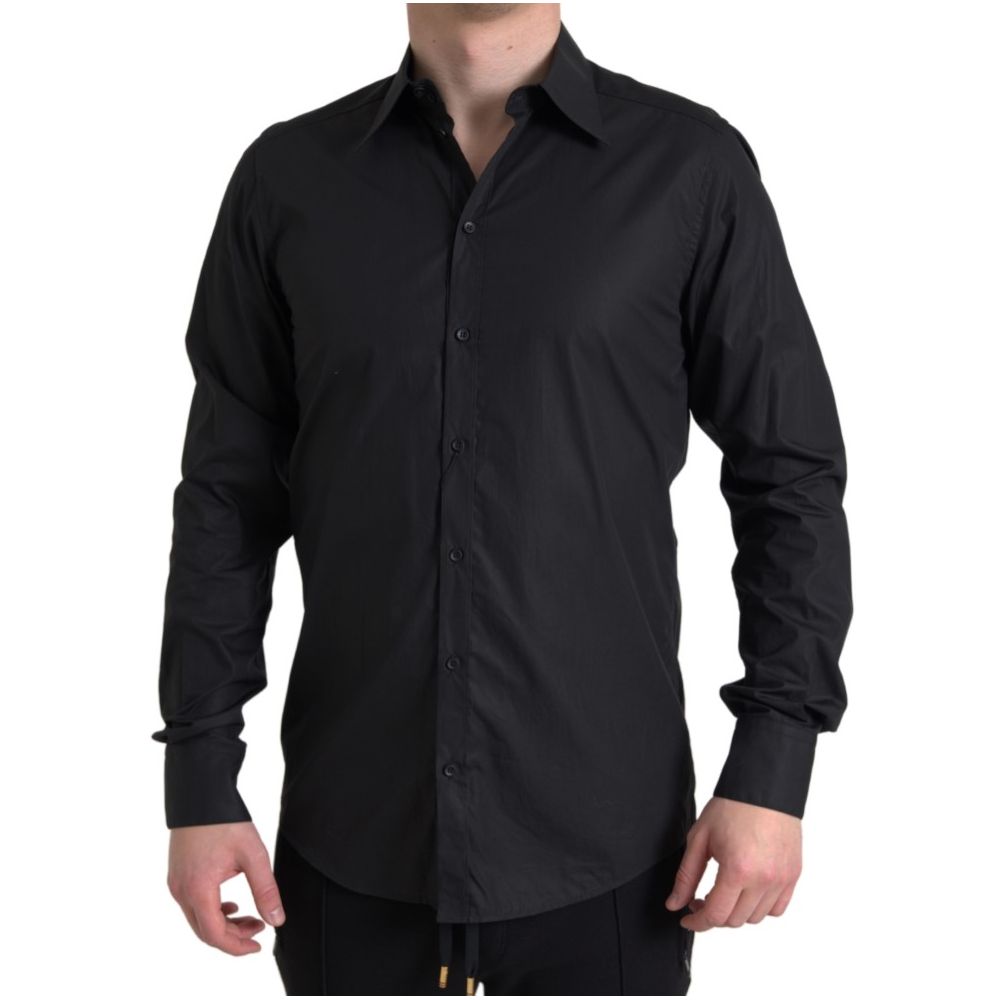 Dolce & Gabbana Schwarzes Baumwoll-Kleidhemd