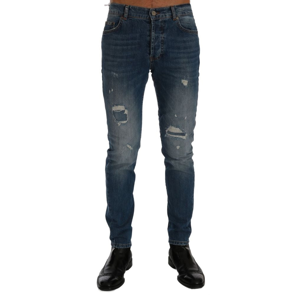 Frankie Morello Slim Jeans in Blue Cotton Denim