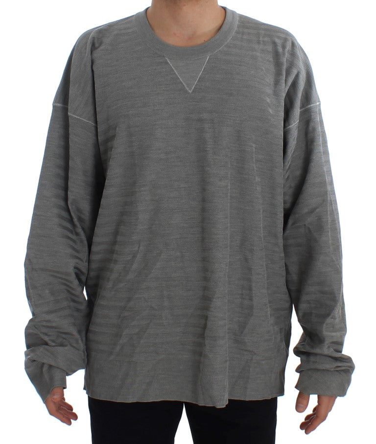 Dolce & Gabbana Grauer Seidenpullover mit Rundhalsausschnitt