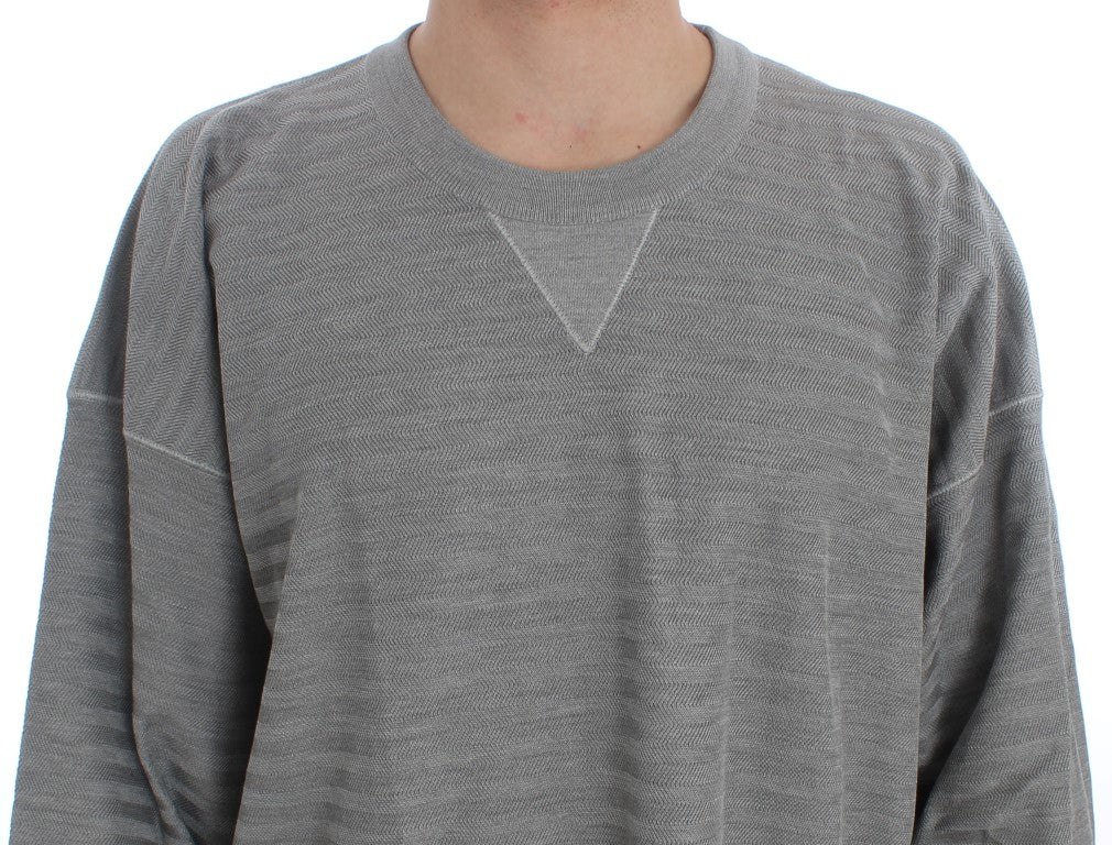 Dolce & Gabbana Grauer Seidenpullover mit Rundhalsausschnitt
