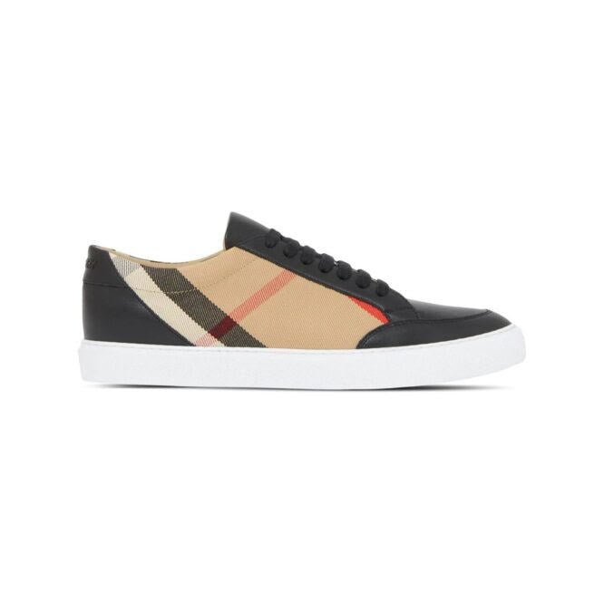 Burberry Schwarz Leder Neu Salmond Turnschuhe