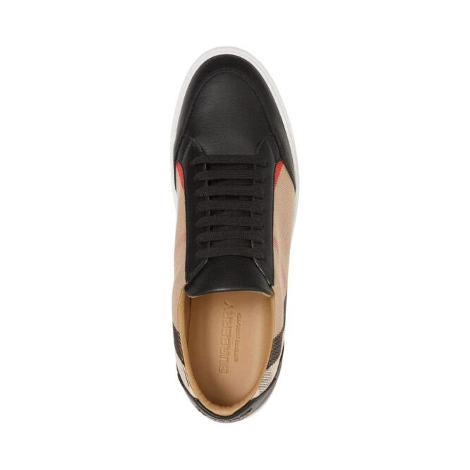 Burberry Schwarz Leder Neu Salmond Turnschuhe