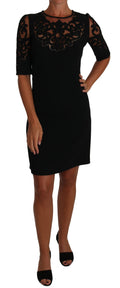 Dolce & Gabbana Schwarzes Cocktailkleid mit floralem Ausschnitt-Muster
