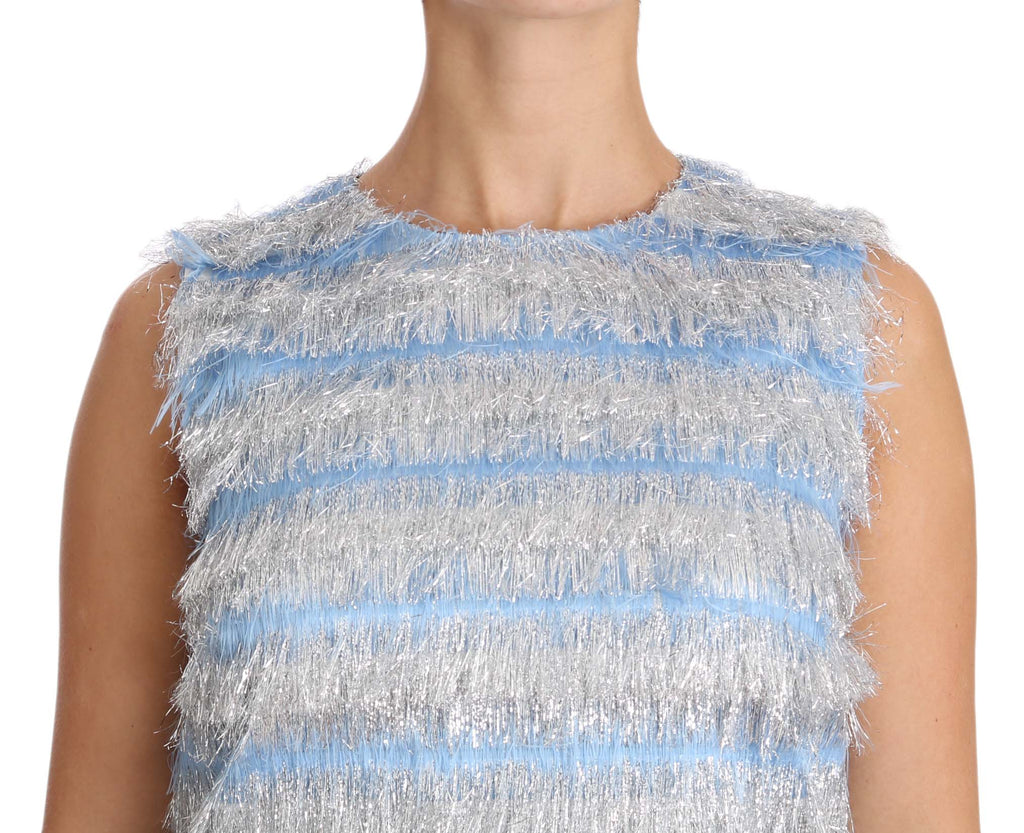 Dolce & Gabbana Hellblau-Silbernes Etuikleid