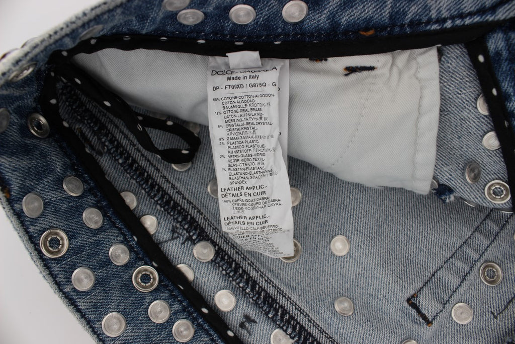 Dolce & Gabbana Crystal Roses Herz verschönert Jeans