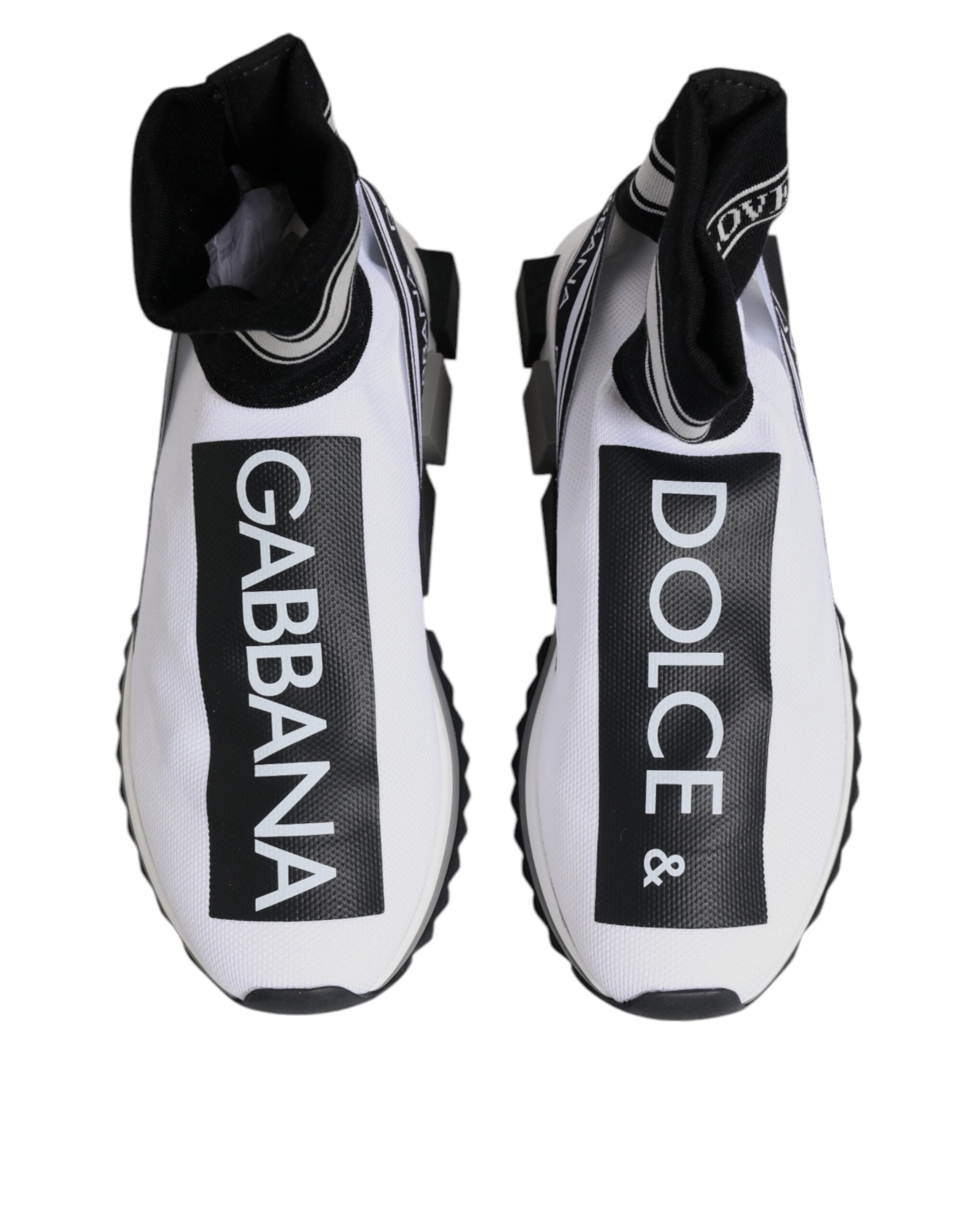 Dolce & Gabbana White Black Sorrento Sock Sneakers Shoes
