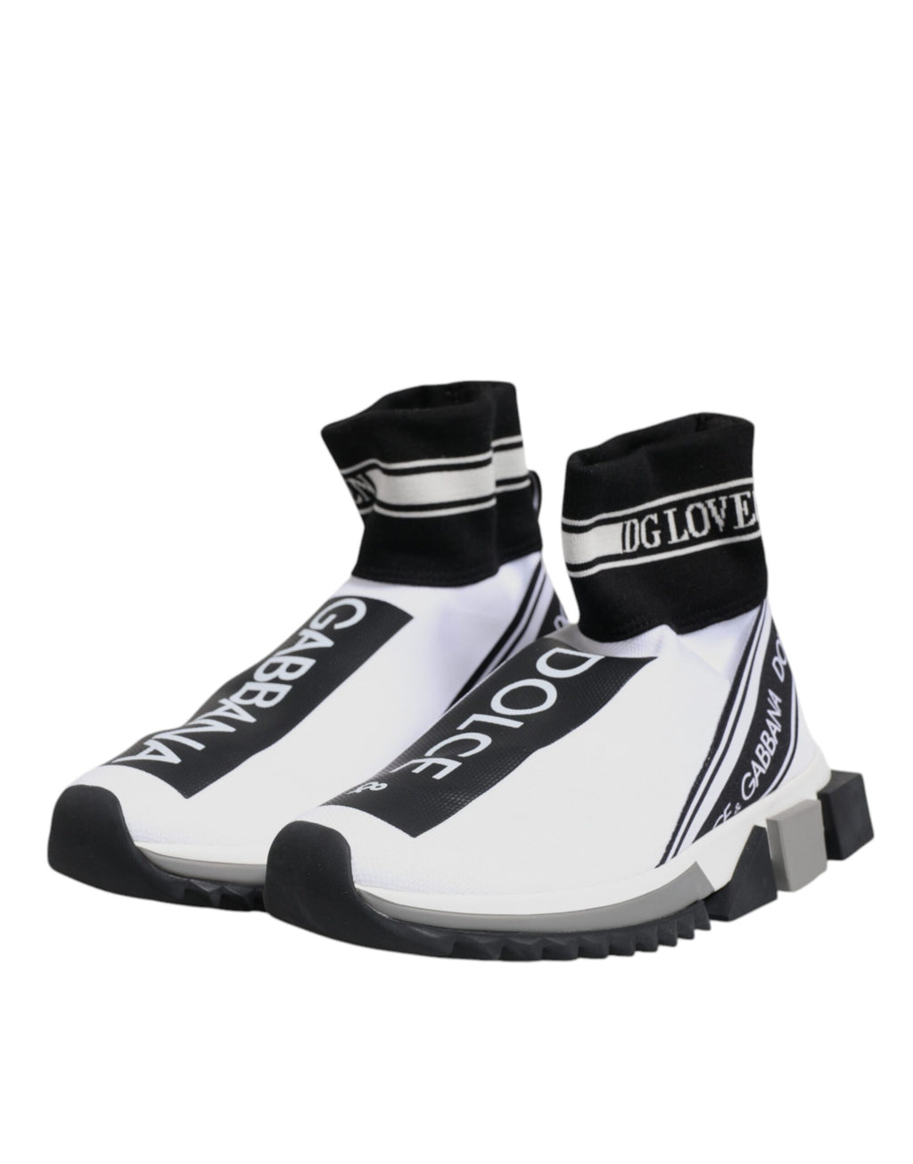 Dolce & Gabbana White Black Sorrento Sock Sneakers Shoes