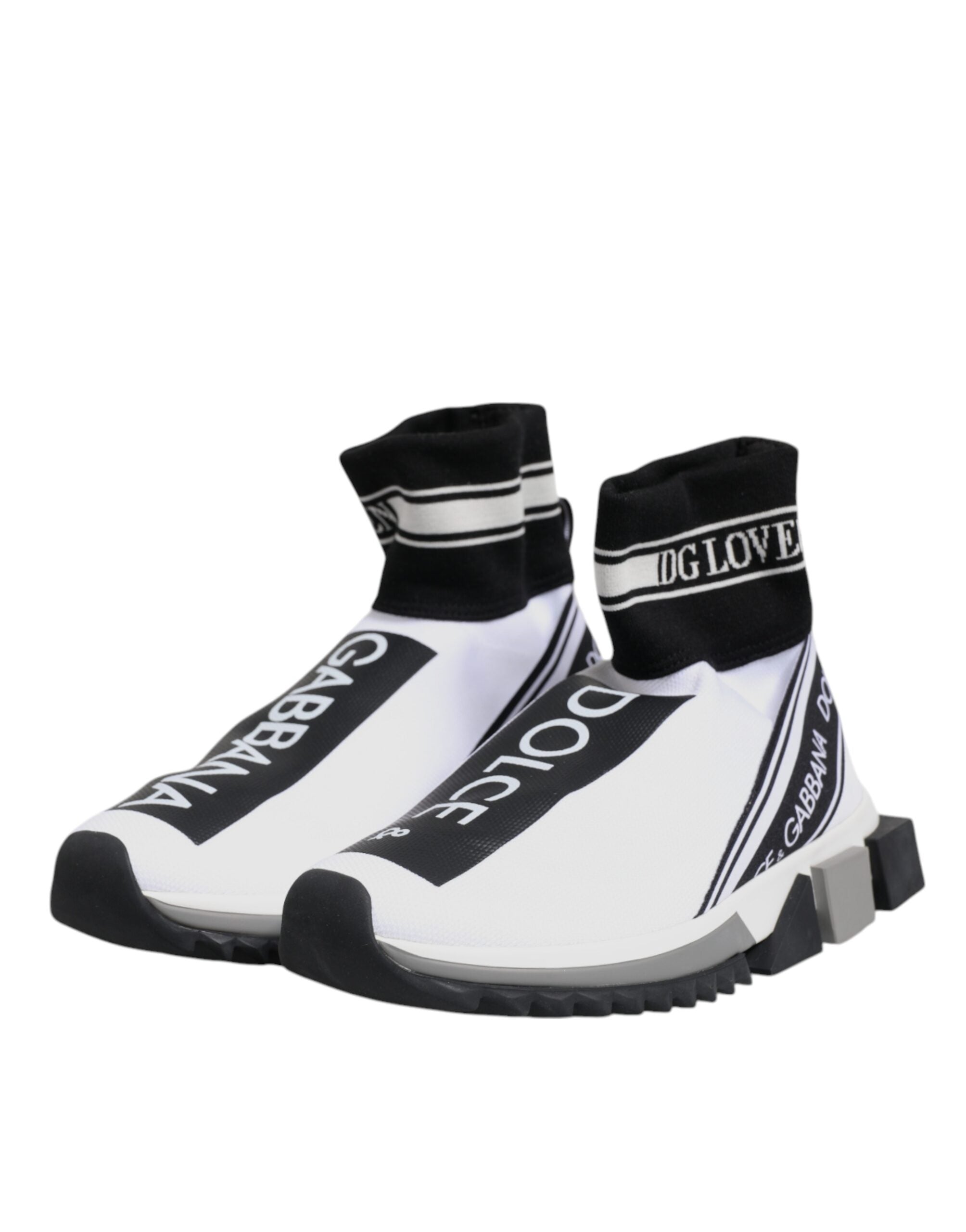 Dolce & Gabbana White Black Sorrento Sock Sneakers Shoes
