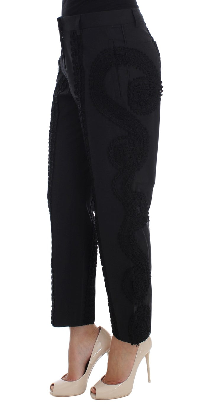 Dolce & Gabbana Black Cotton-Stretch Capri Pants