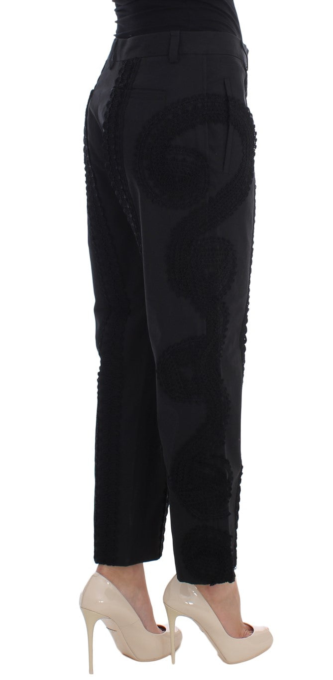 Dolce & Gabbana Black Cotton-Stretch Capri Pants
