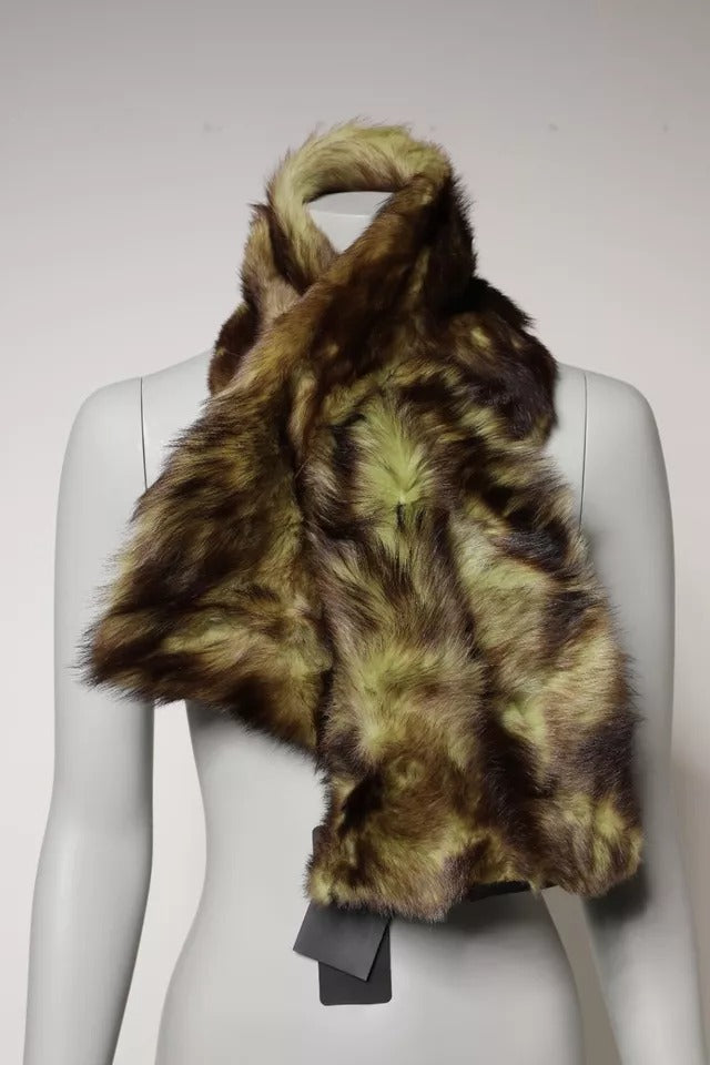 Dolce & Gabbana Multicolor Fur Scarf Neck Wrap Cover Collar Shawl