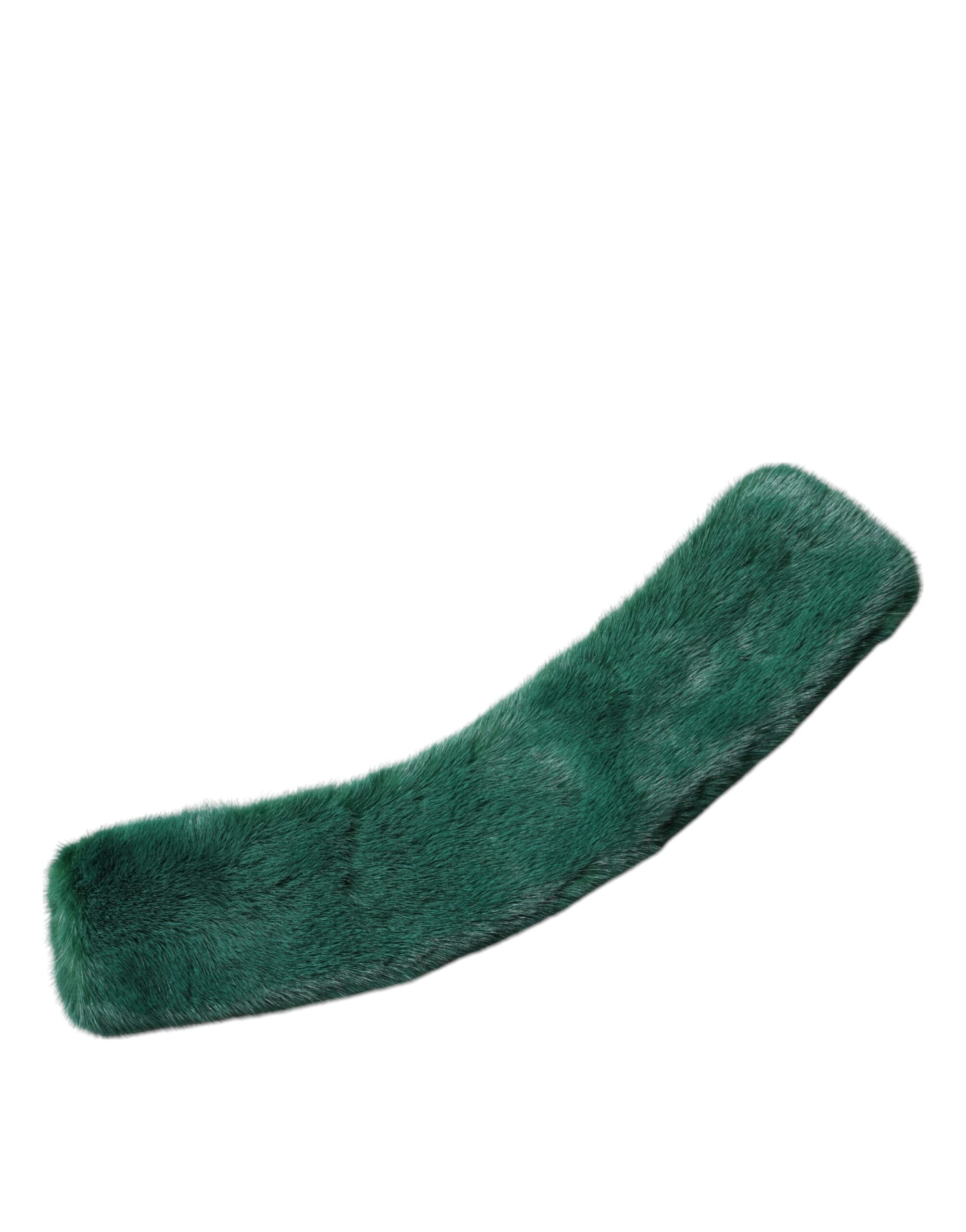 Dolce & Gabbana Green Mink Fur Collar Women's Neck Wrap Scarf