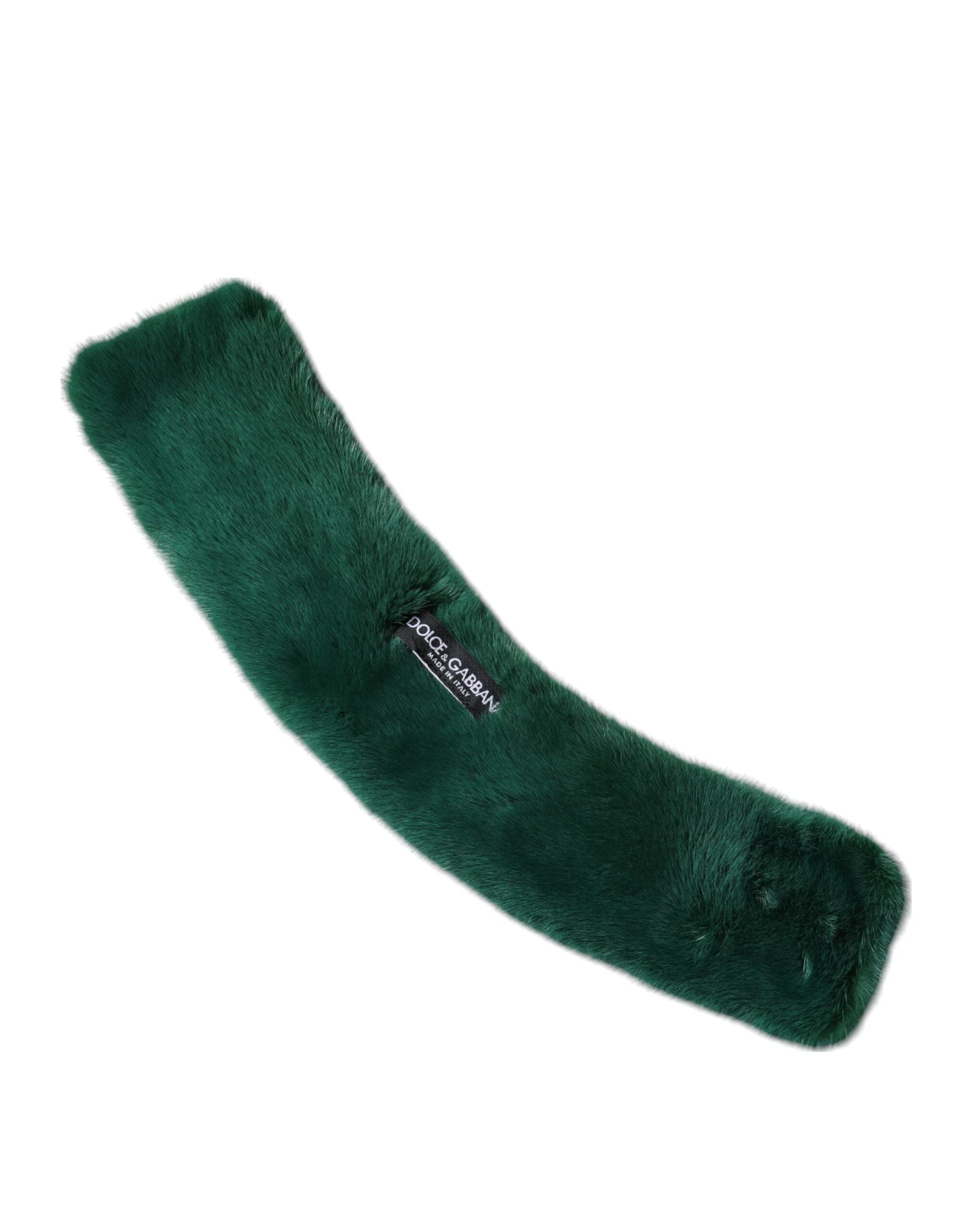 Dolce & Gabbana Green Mink Fur Collar Women's Neck Wrap Scarf