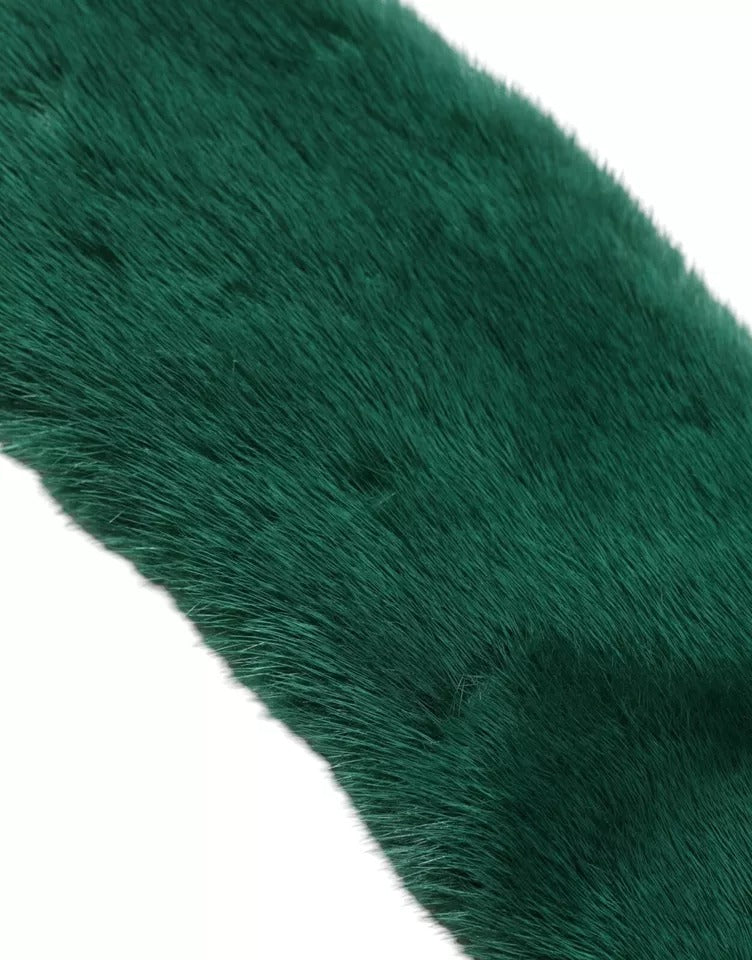 Dolce & Gabbana Green Mink Fur Collar Women's Neck Wrap Scarf