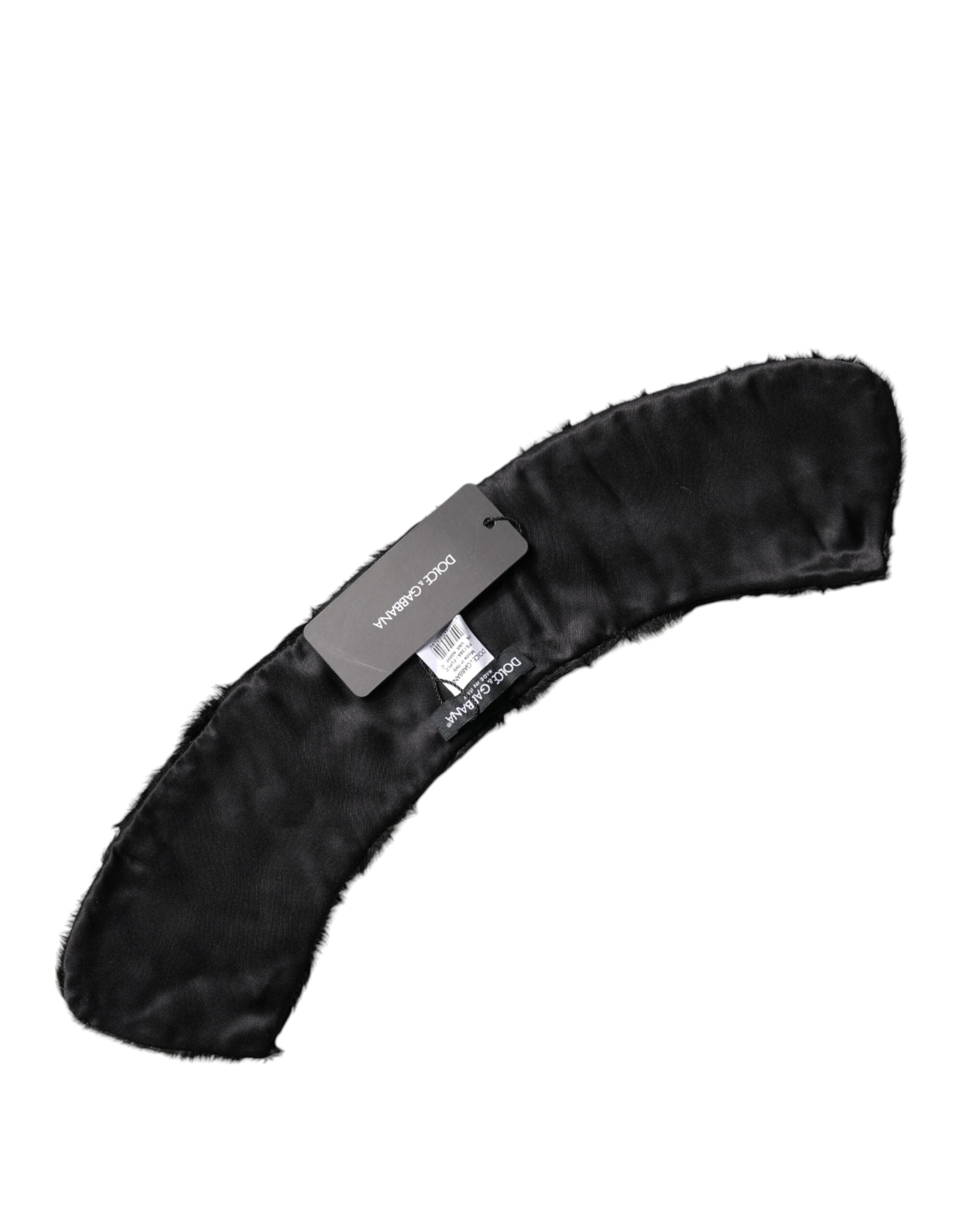 Dolce & Gabbana Schwarzer Lammfellkragen Frauen Hals Wrap Schal