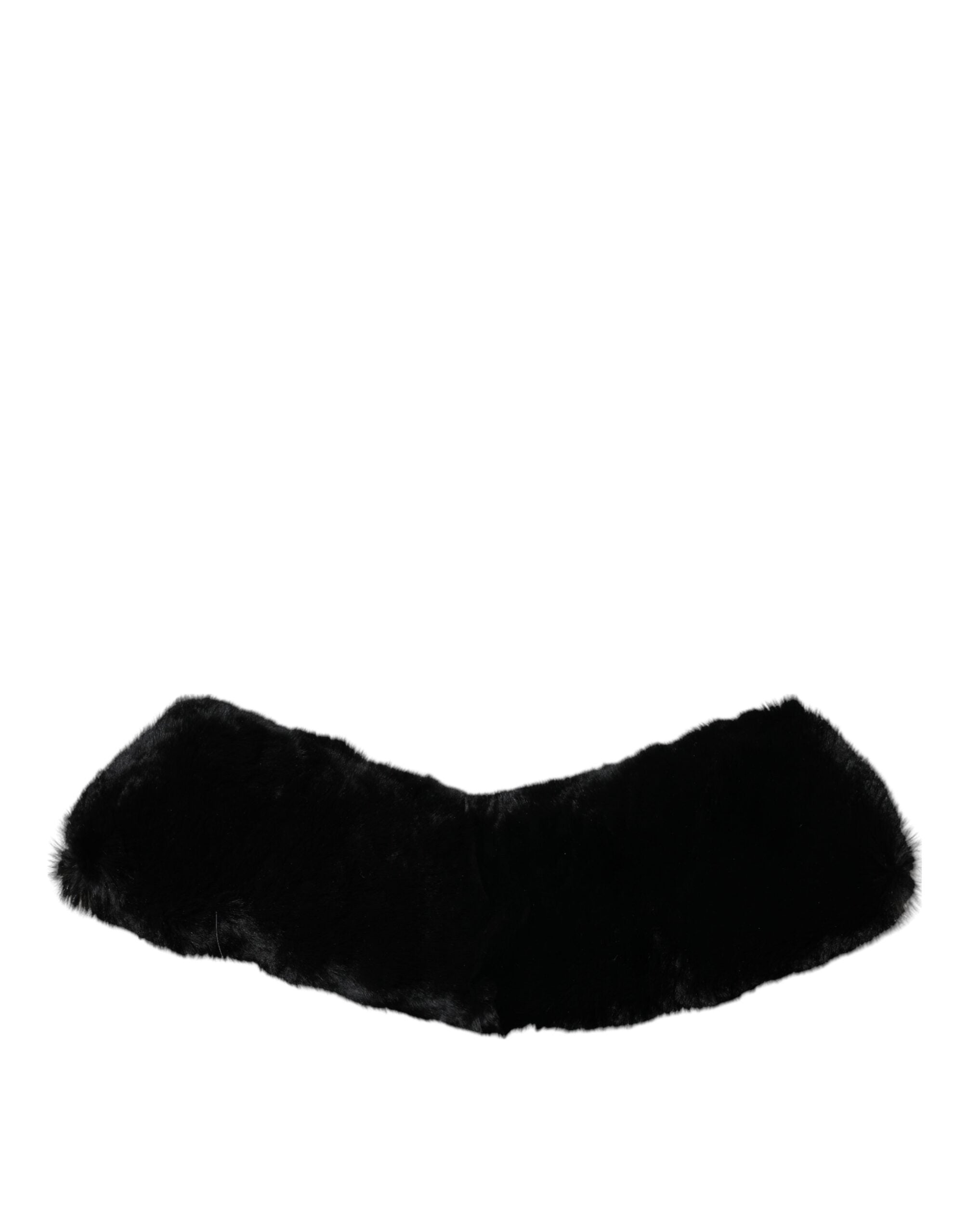 Dolce & Gabbana Black Lambskin Collar Women's Neck Wrap Scarf