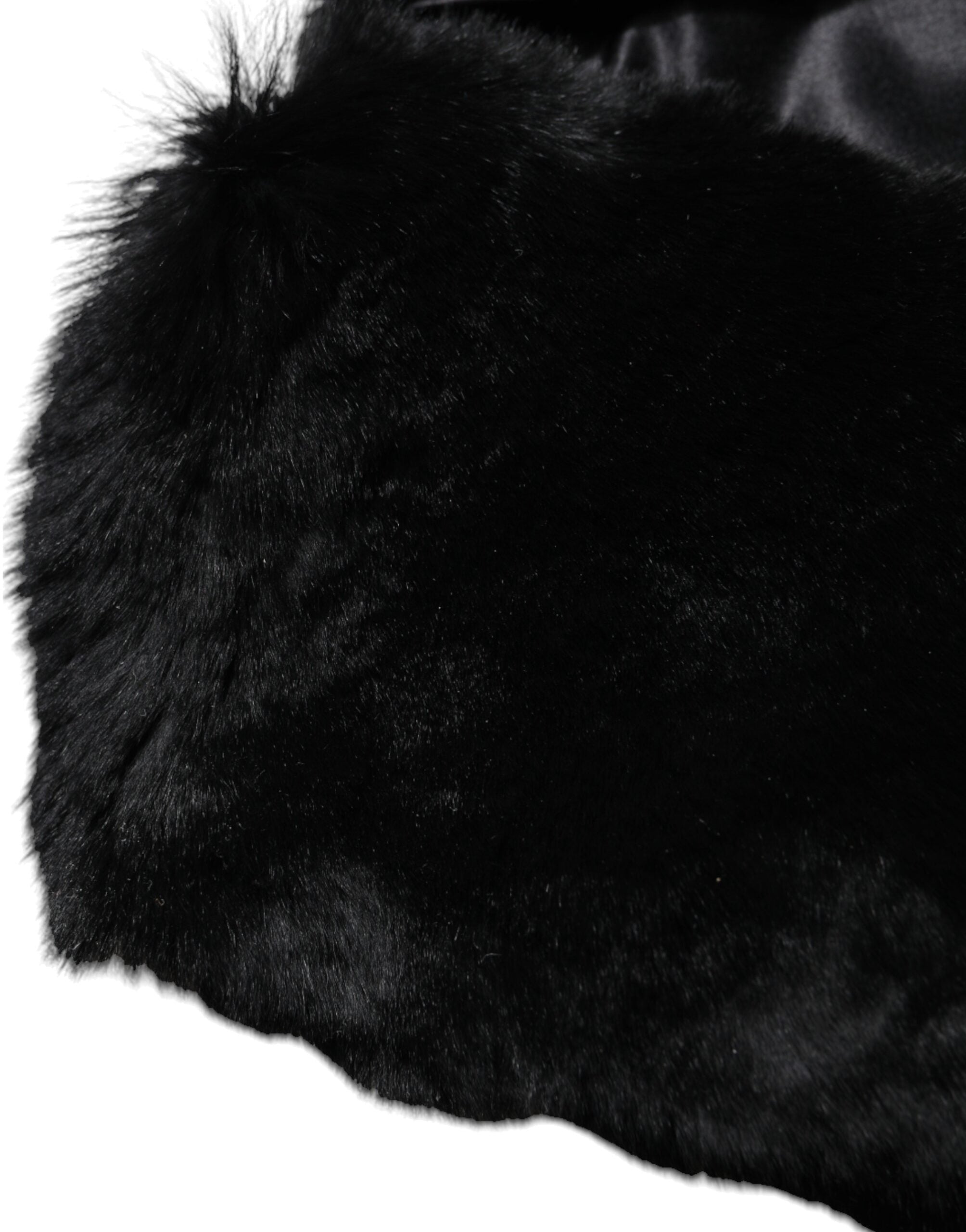 Dolce & Gabbana Black Lambskin Collar Women's Neck Wrap Scarf