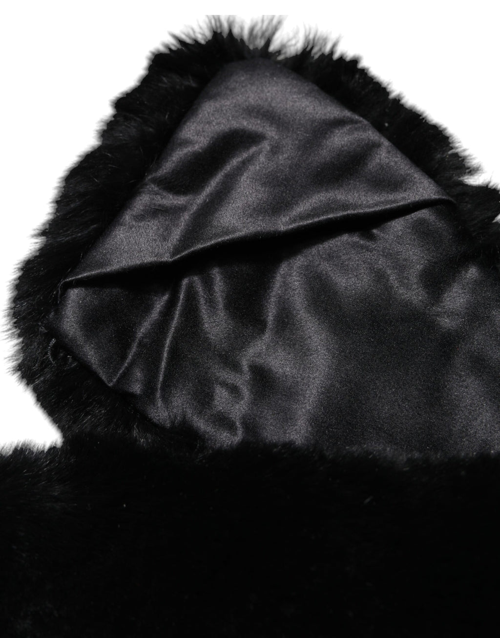 Dolce & Gabbana Black Lambskin Collar Women's Neck Wrap Scarf