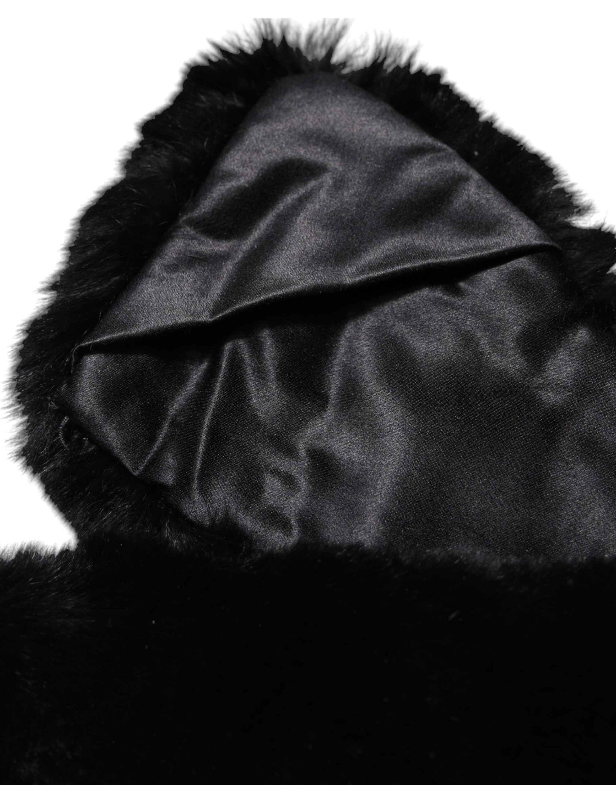 Dolce & Gabbana Black Lambskin Collar Women's Neck Wrap Scarf