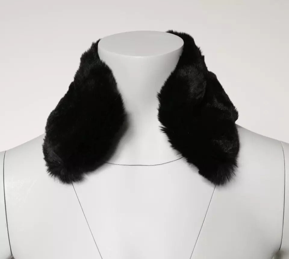 Dolce & Gabbana Black Lambskin Collar Women's Neck Wrap Scarf