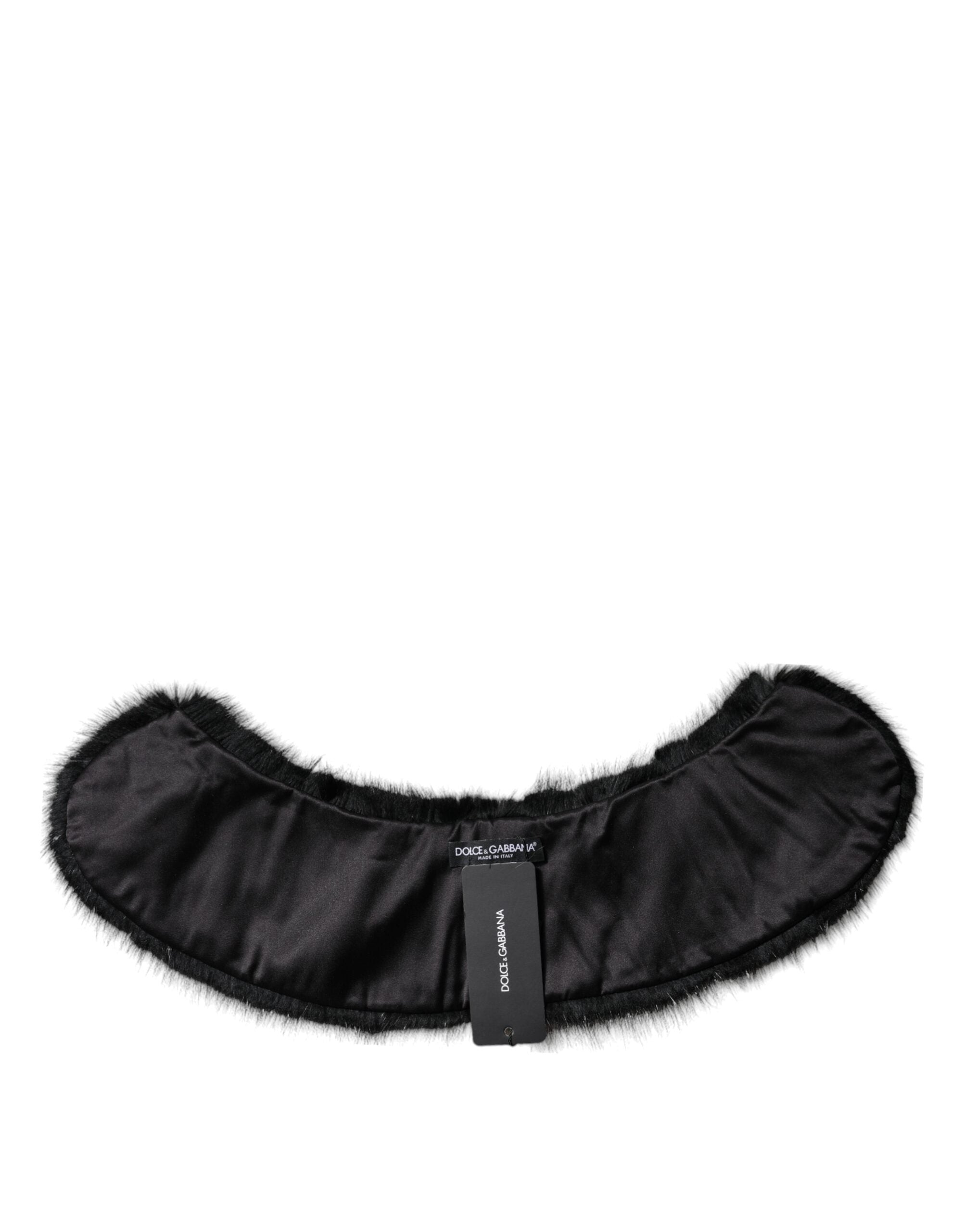 Dolce & Gabbana Black Fur Scarf Neck Wrap Cover Collar Scarf
