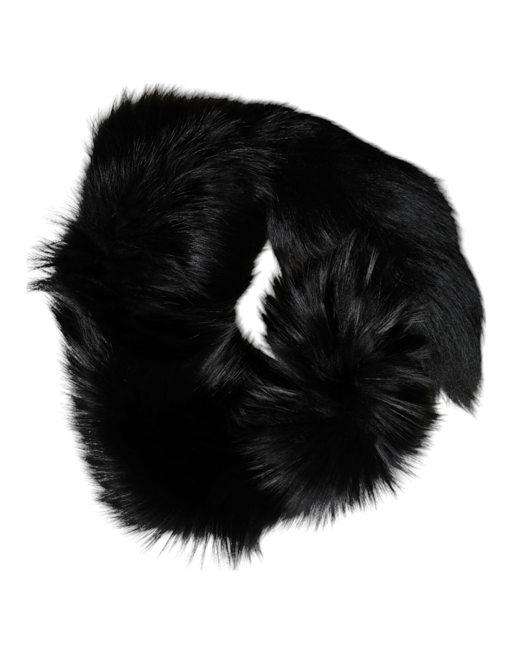 Dolce & Gabbana Black Fox Fur Neck Warmer Winter Scarf