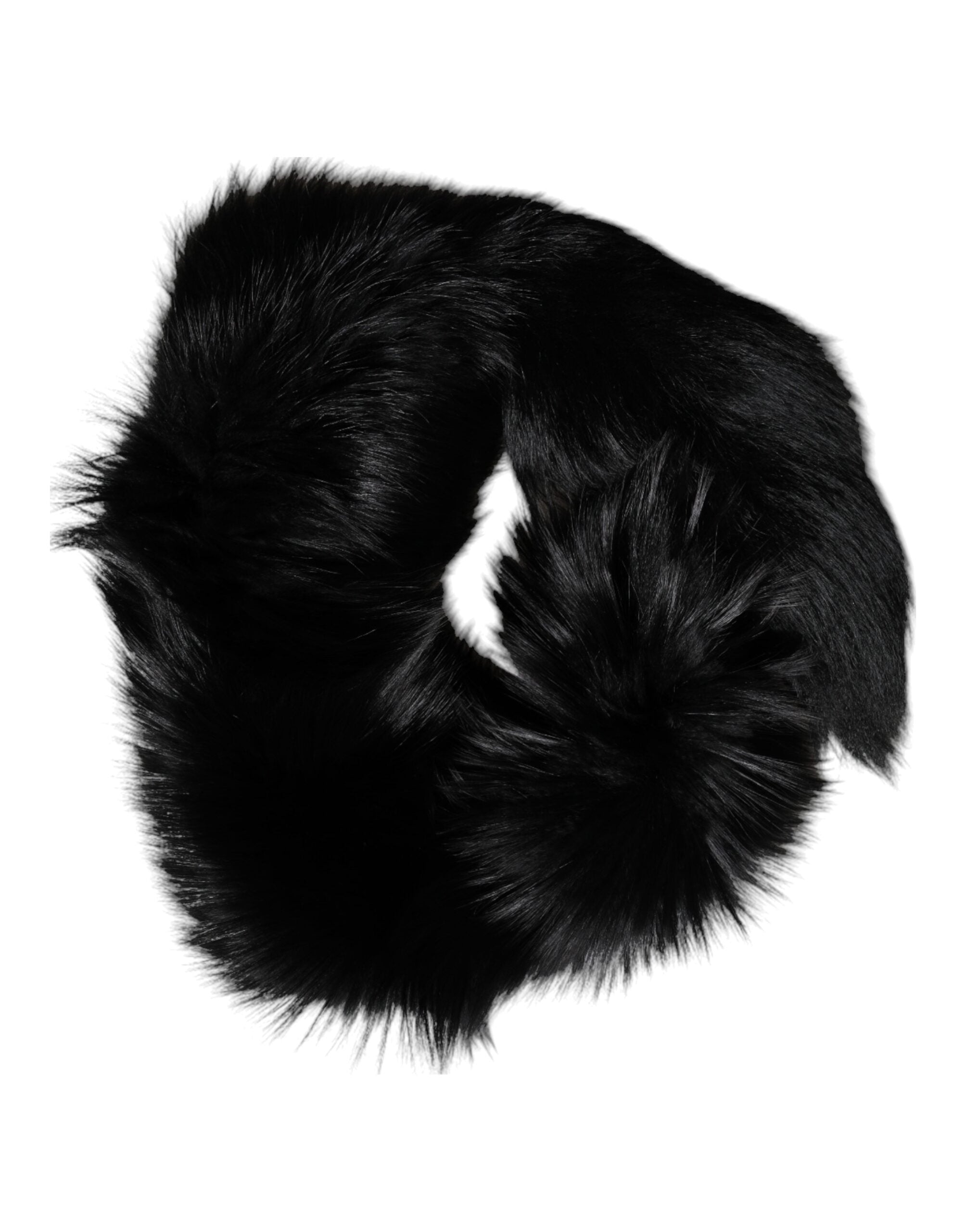 Dolce & Gabbana Black Fox Fur Neck Warmer Winter Scarf