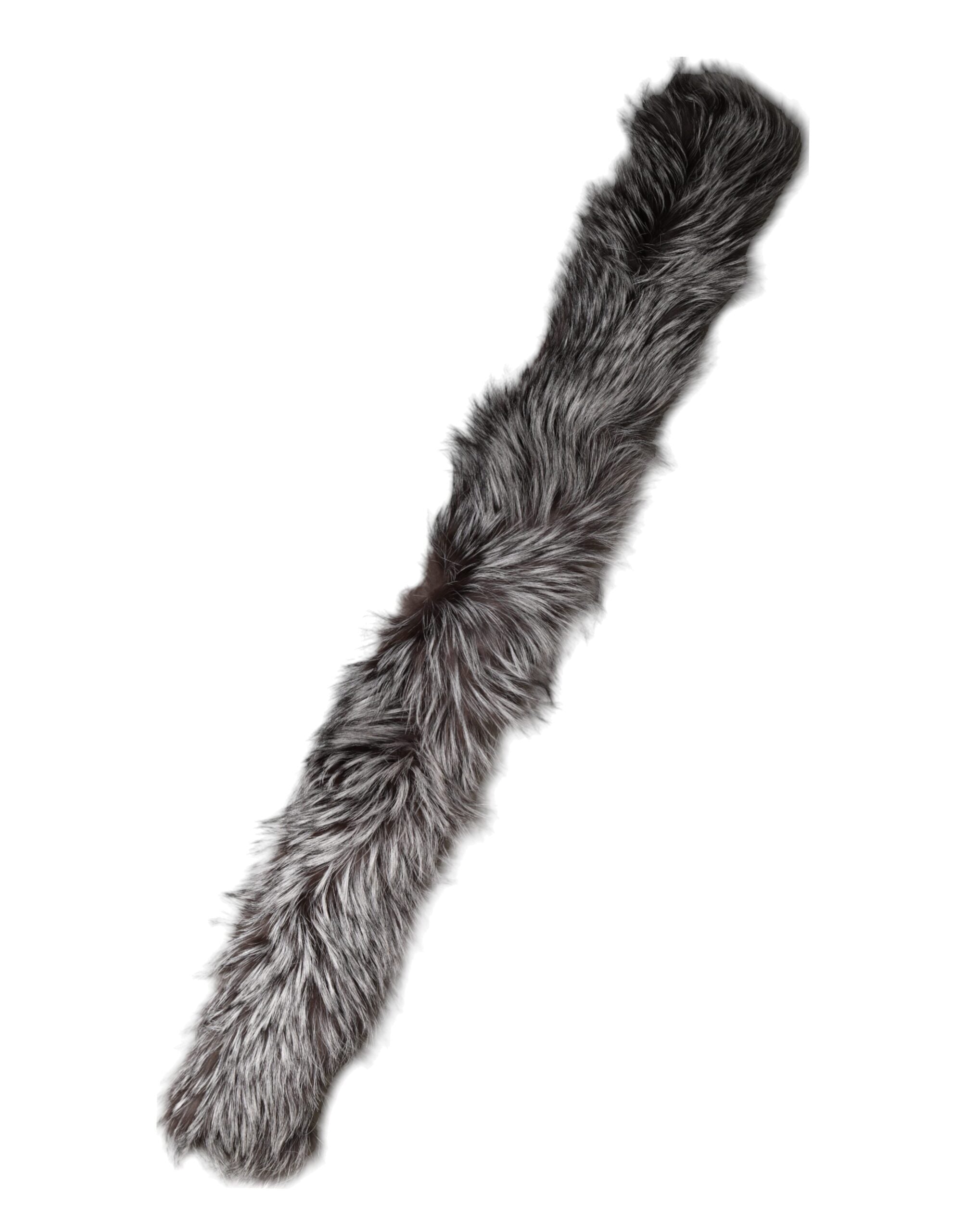 Dolce & Gabbana Grey Fox Fur Neck Wrap Warmer Winter Scarf