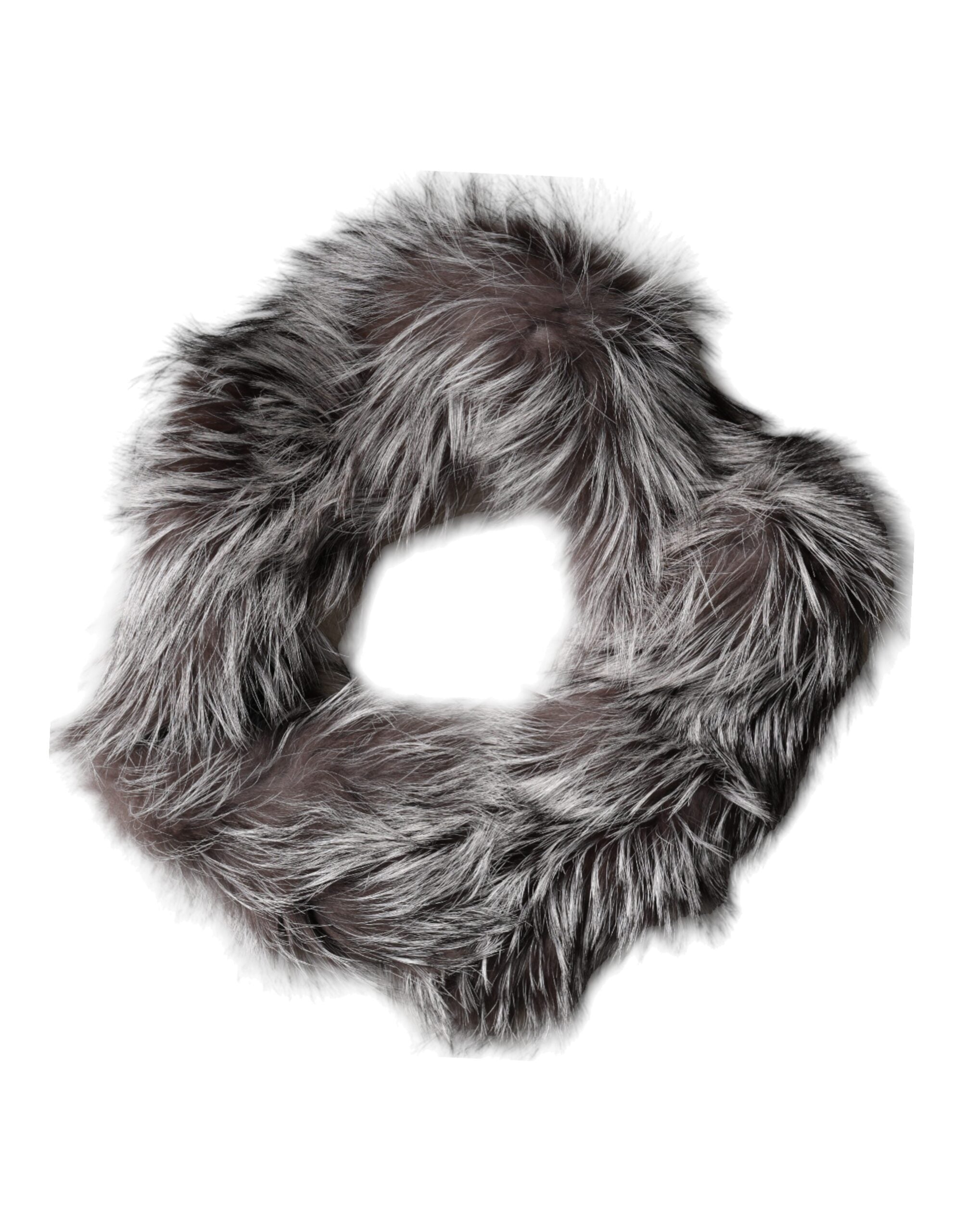 Dolce & Gabbana Grey Fox Fur Neck Wrap Warmer Winter Scarf