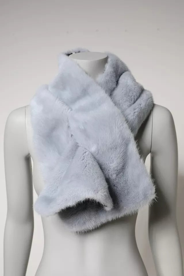 Dolce & Gabbana Pulverblauer Nerzpelz-Halswärmer-Schal
