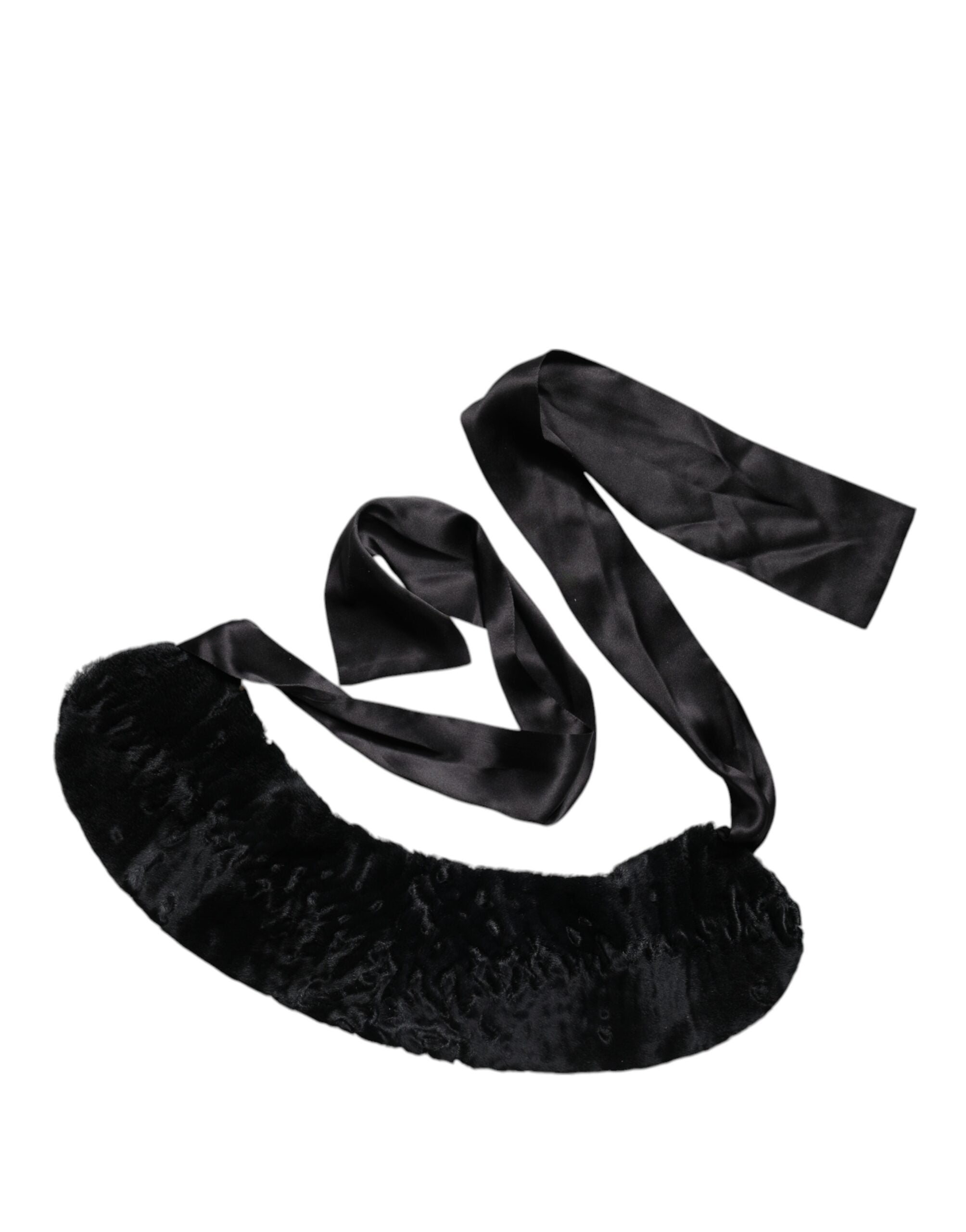 Dolce & Gabbana Schwarzer Lammfell Damen Halswärmer Winterschal