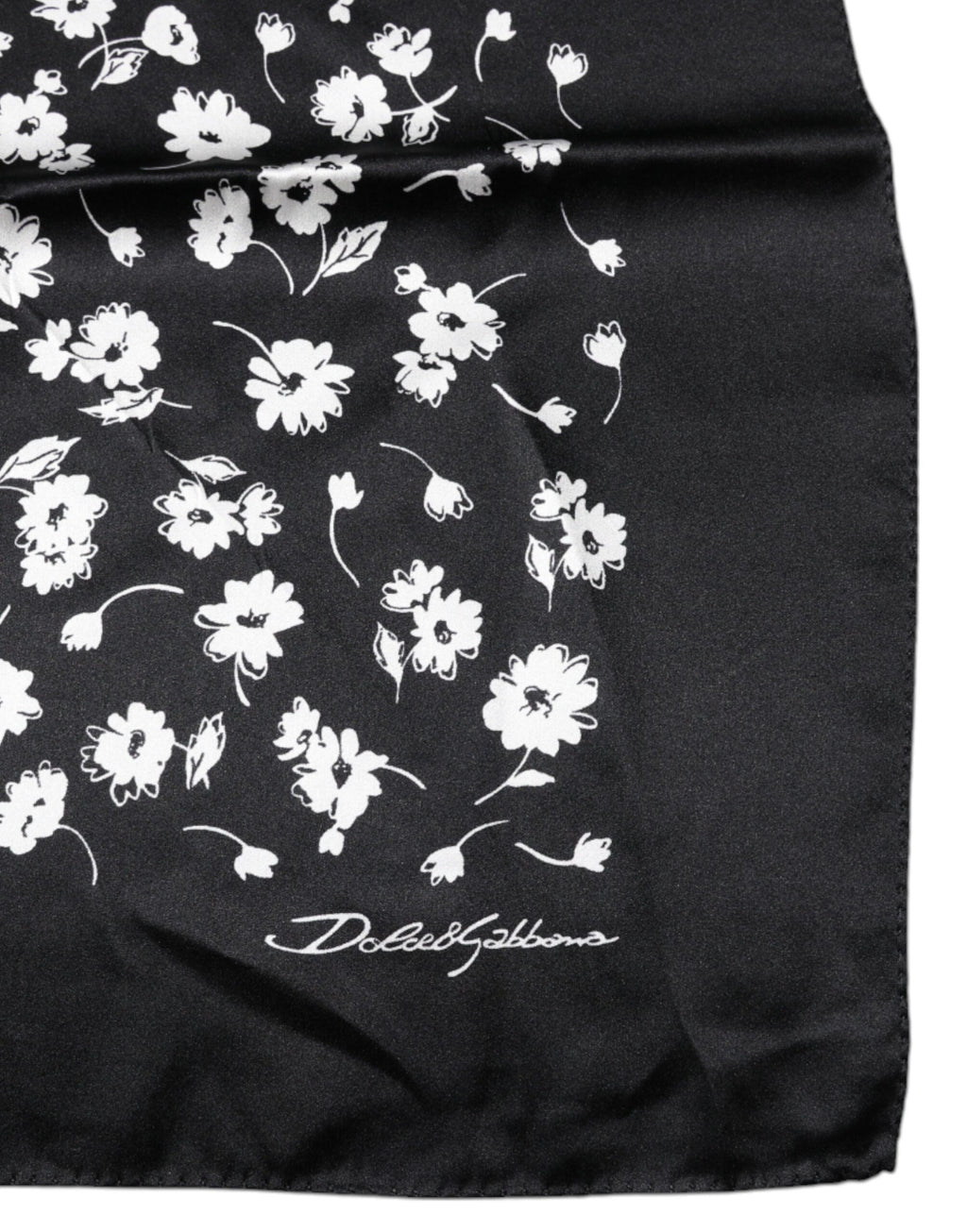 Dolce & Gabbana Black Floral Silk Square Wrap Scarf