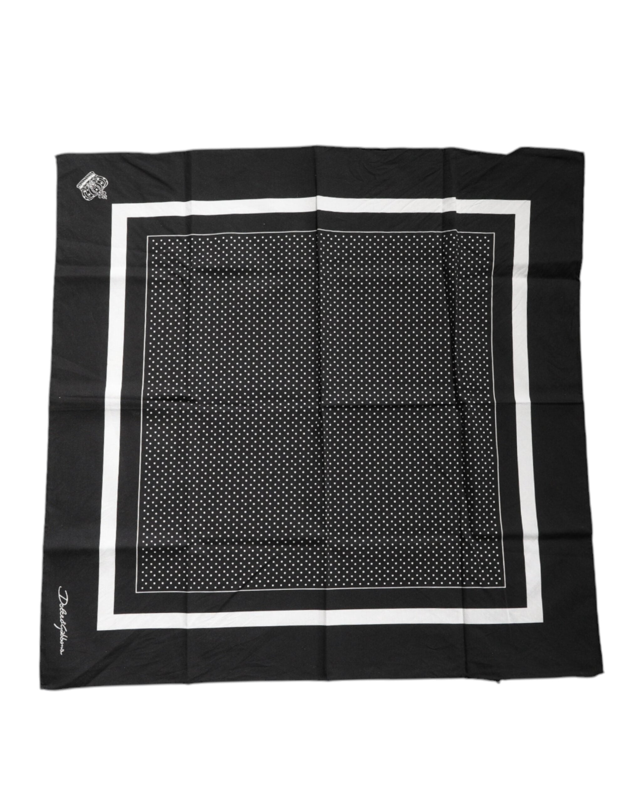 Dolce & Gabbana Black Polka Dot Cotton Handkerchief