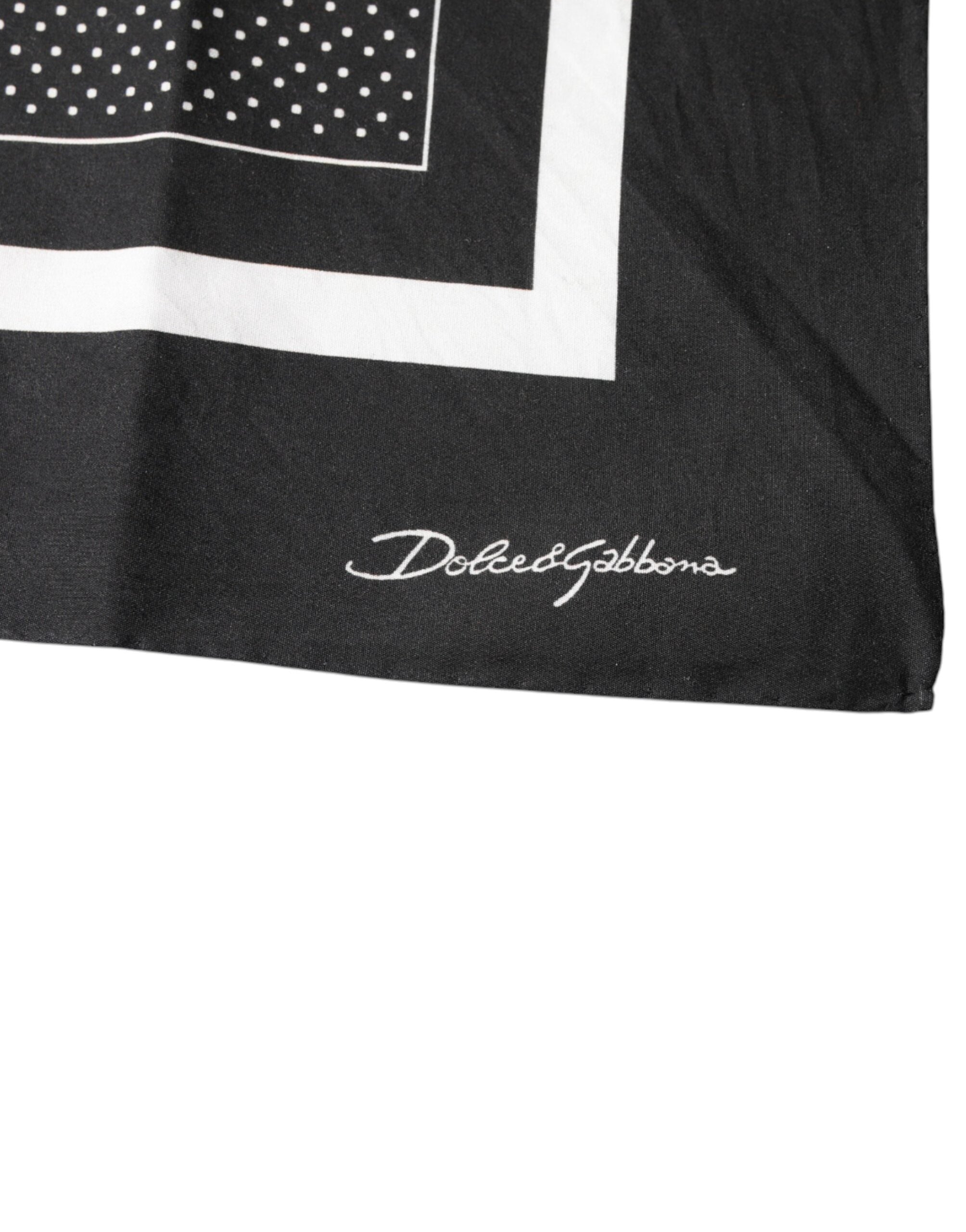 Dolce & Gabbana Black Polka Dot Cotton Handkerchief