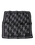Dolce & Gabbana Schwarzes Hufeisen Seide Quadratisches Taschentuch Halstuch