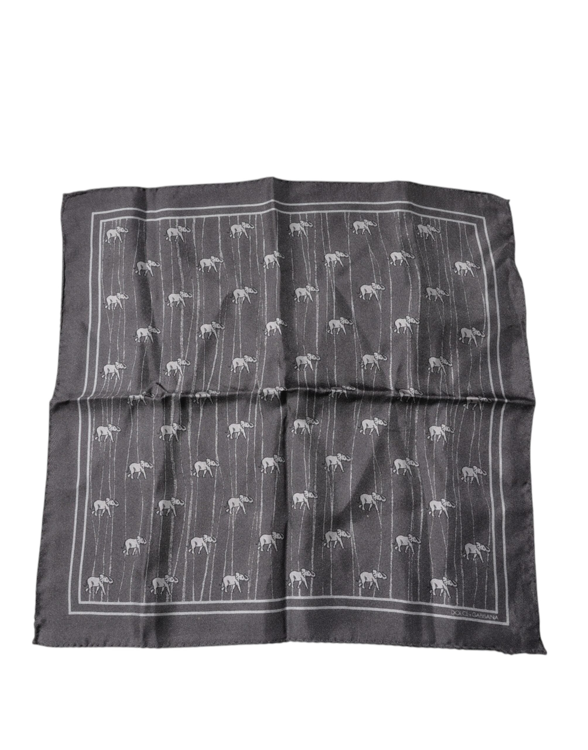 Dolce & Gabbana Brown Elephant Fantasy Pocket Square