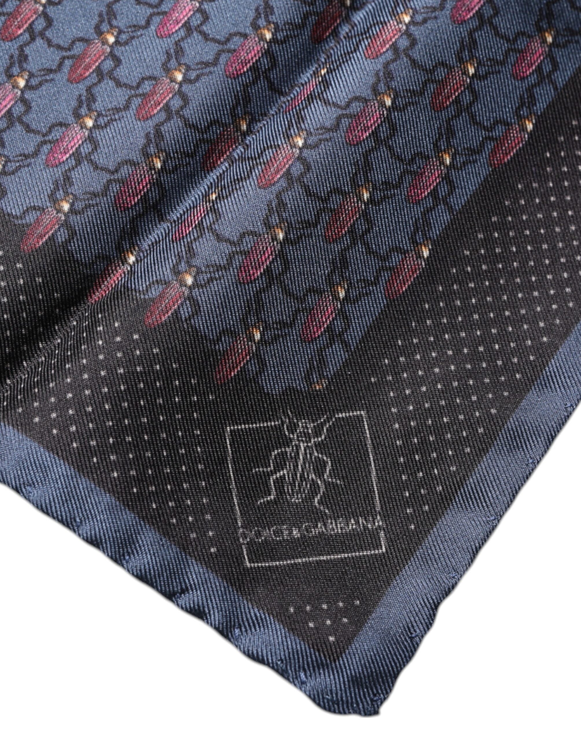 Dolce & Gabbana Dunkelblauer Käfer Square Taschentuchschal